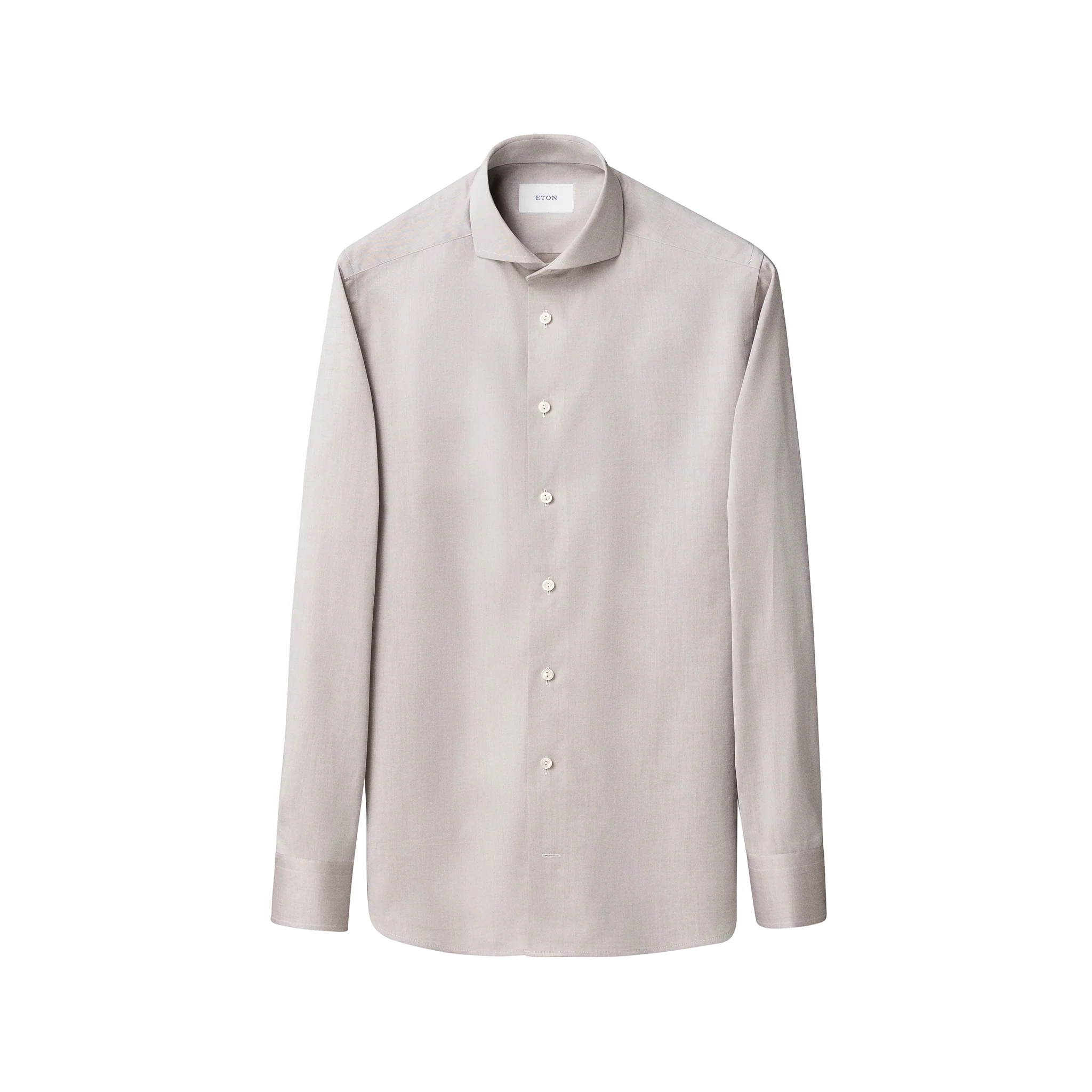 Taupe Solid Signature Twill Slim Fit Dress Shirt - ETON - Image 4