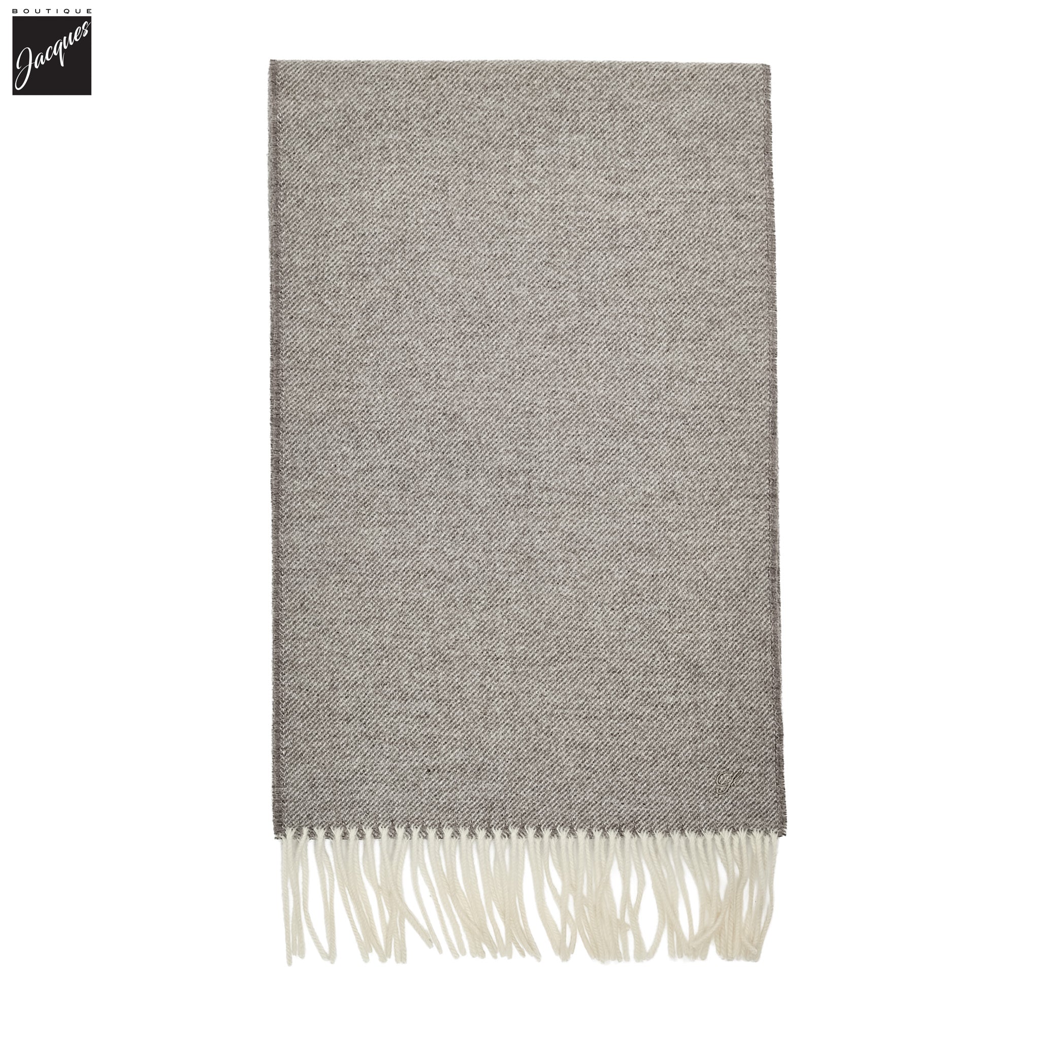 Taupe Gray Solid Wool Scarf - Stenströms - Image 2