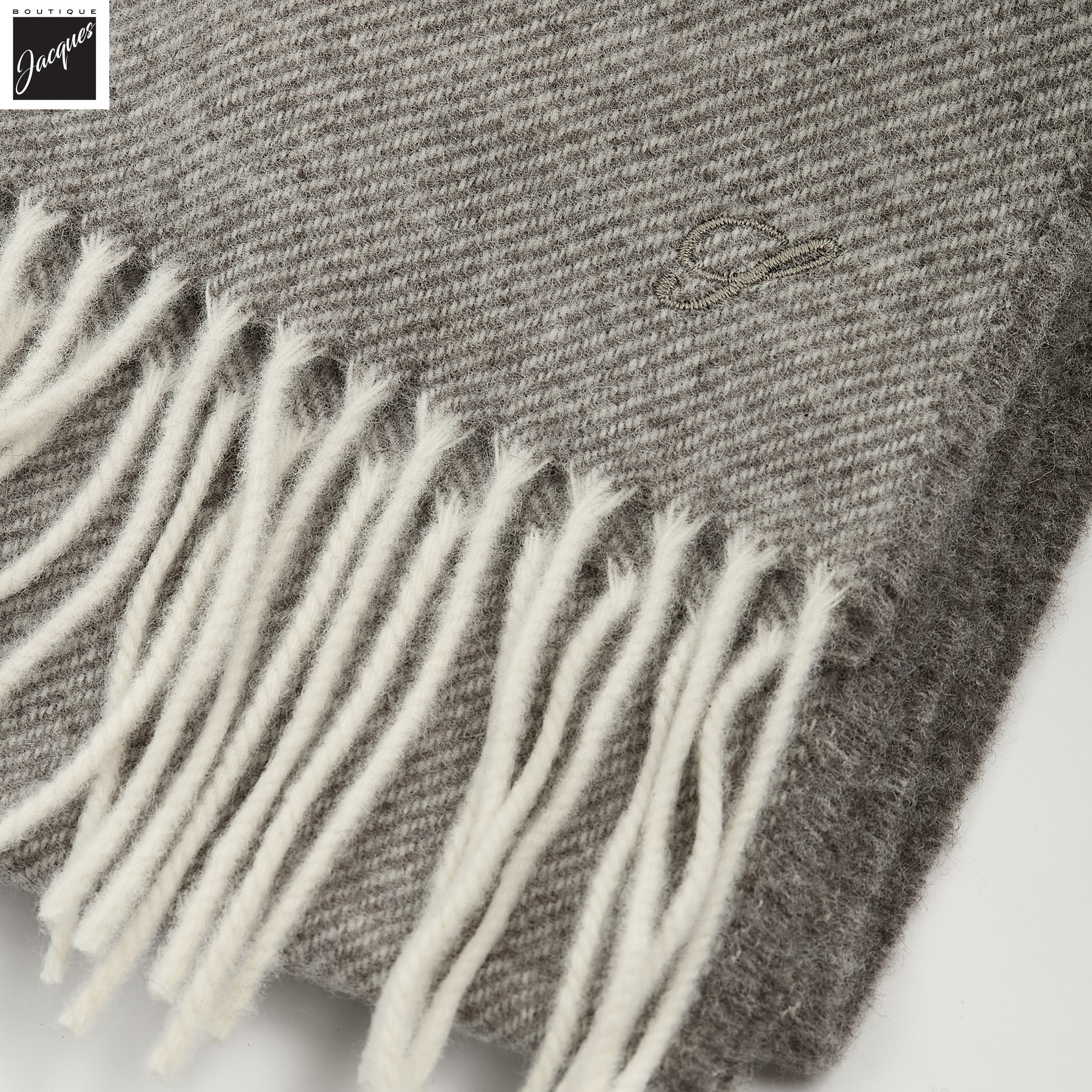 Taupe Gray Solid Wool Scarf - Stenströms - Image 3