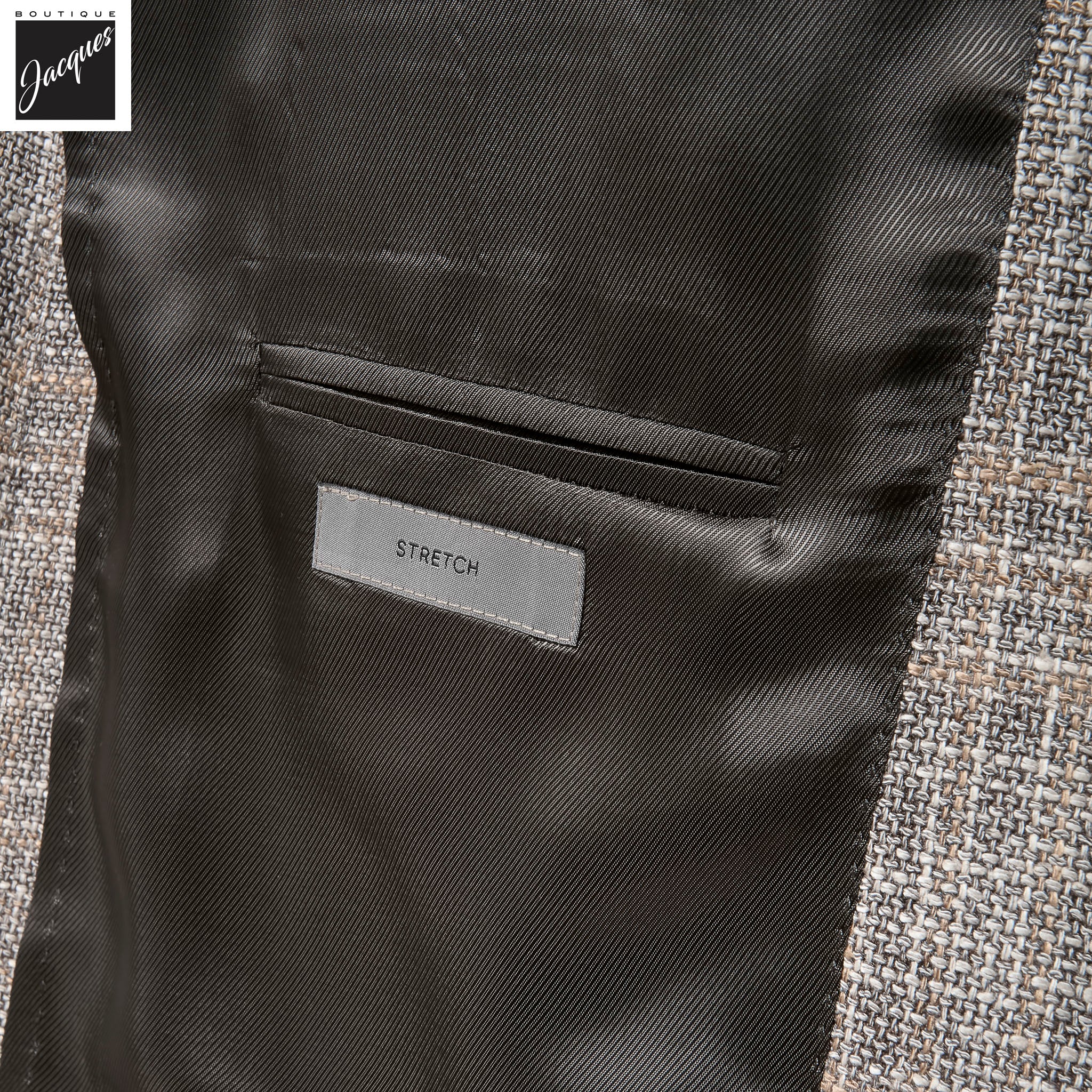 Taupe/Beige Overcheck Wool-Silk Blend Modern Fit Sport Coat - Corneliani - Image 4