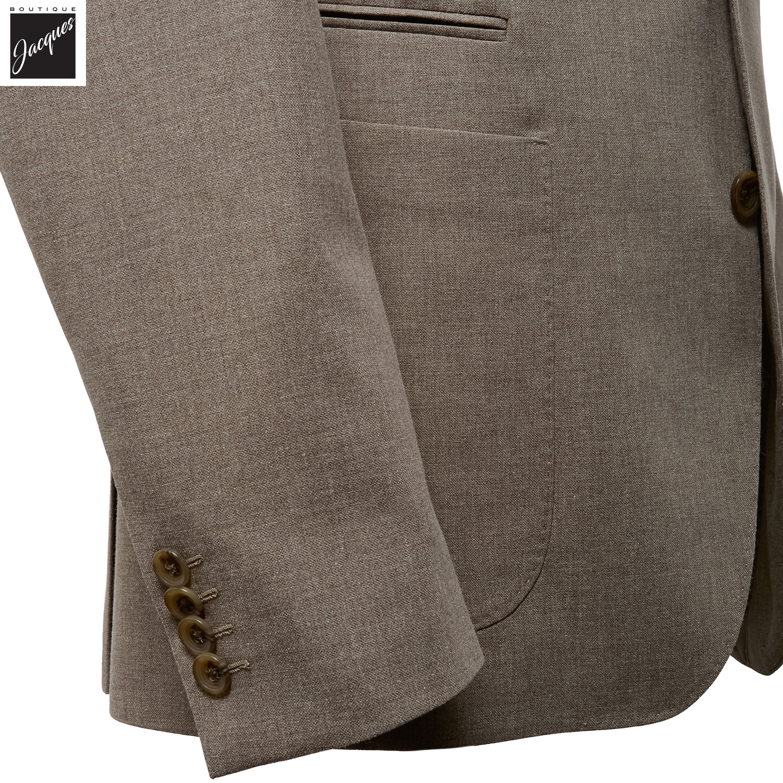Taupe Wool/Cotton/Silk Peak Lapel Ivan Contemporary Fit Suit - Jack Victor - Image 3