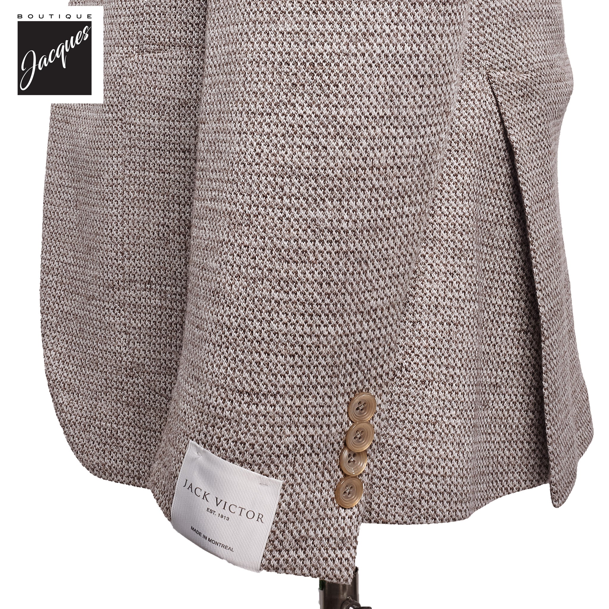Taupe Woven Knit Linen/Wool/Silk Hampton Contemporary Fit Sport Jacket - Jack Victor - Image 3