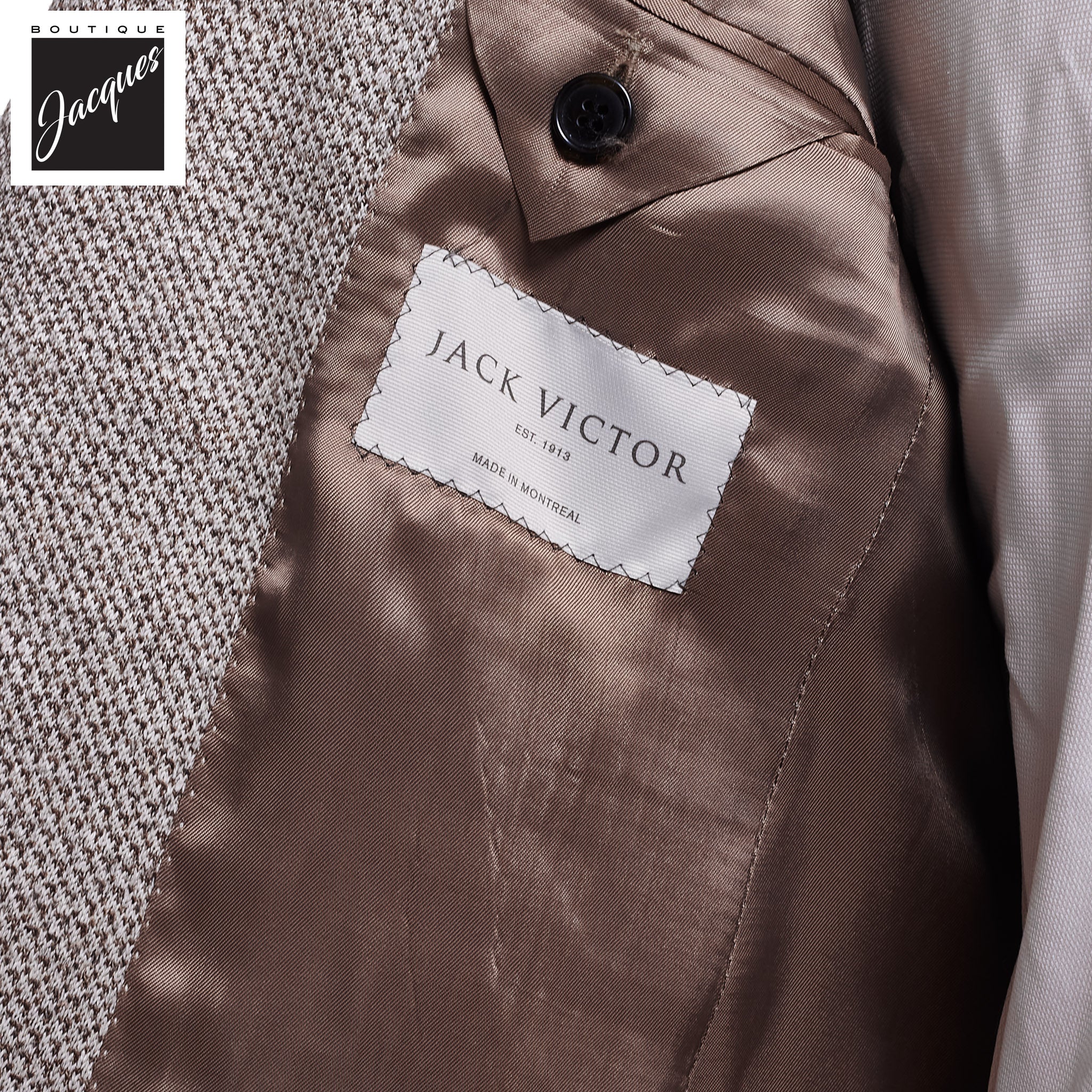 Taupe Woven Knit Linen/Wool/Silk Hampton Contemporary Fit Sport Jacket - Jack Victor - Image 4