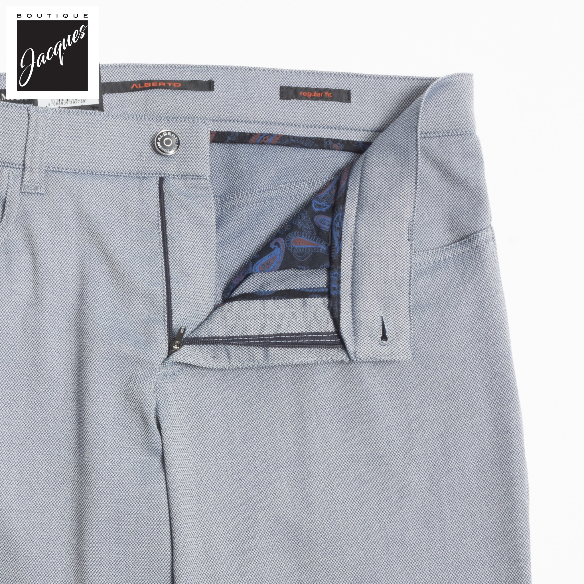 Two-Tone Blue Ceramica Pipe Five Pocket Pants - ALBERTO - Image 3