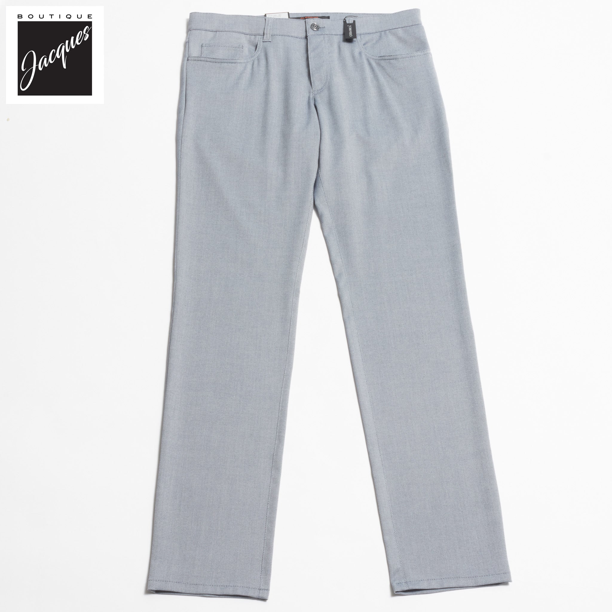 Two-Tone Blue Ceramica Pipe Five Pocket Pants - ALBERTO - Image 4