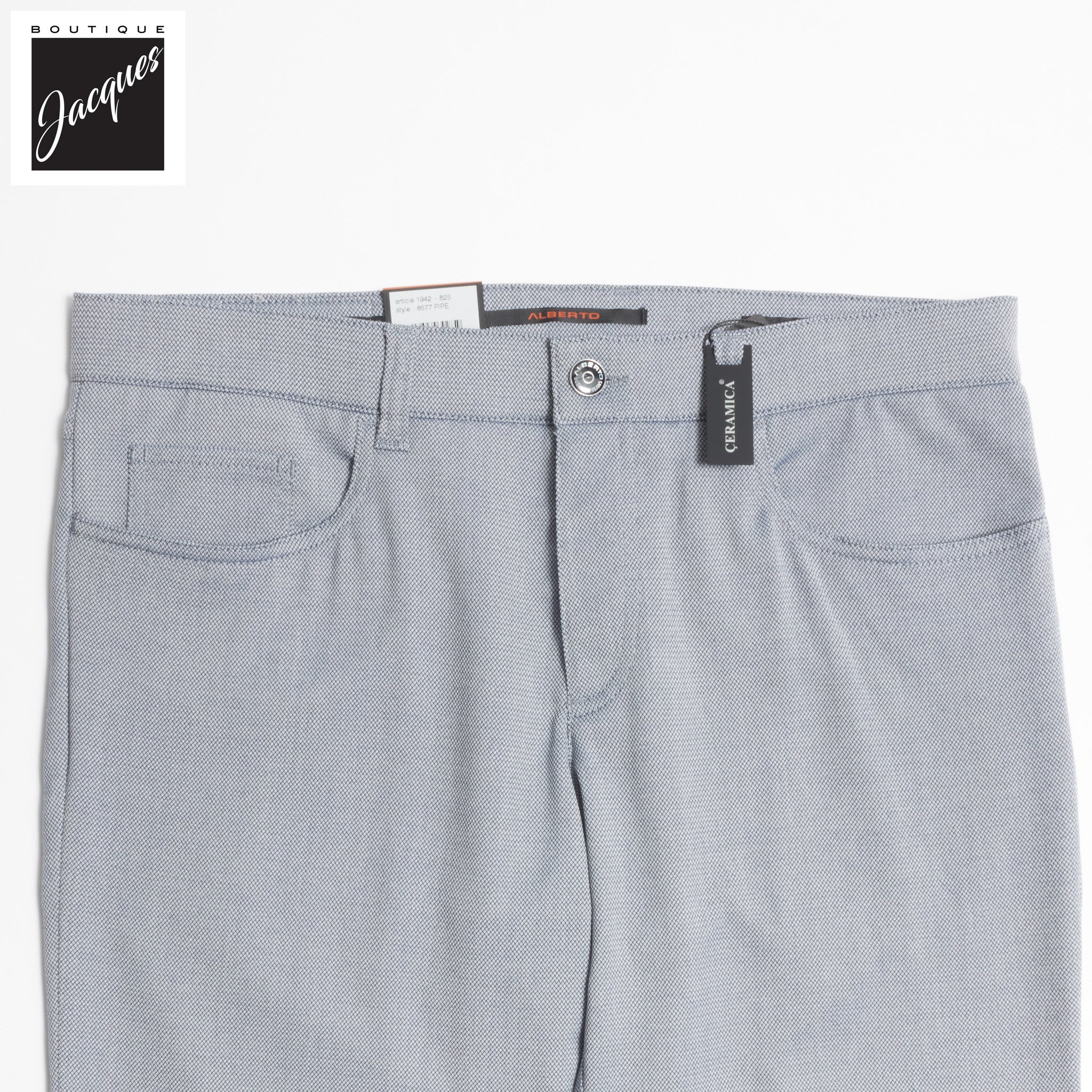 Two-Tone Blue Ceramica Pipe Five Pocket Pants - ALBERTO - Image 5