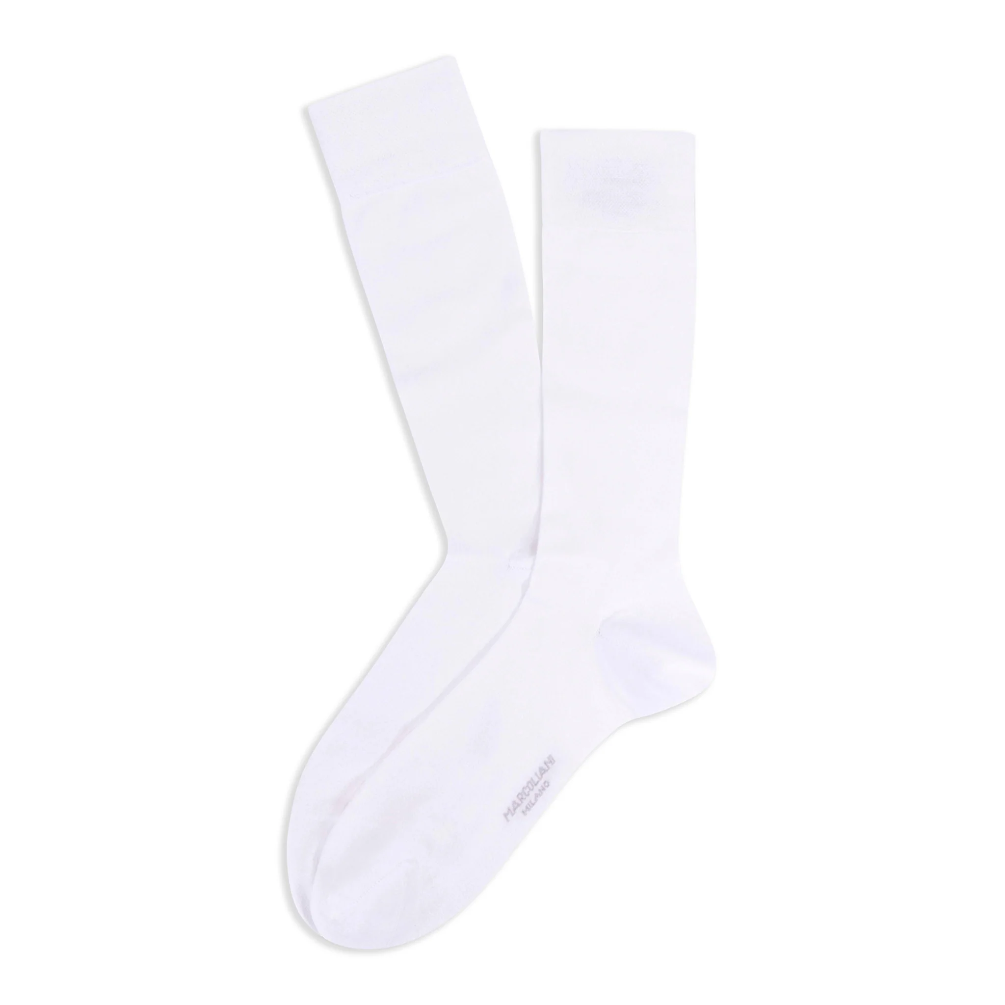 White Classic Plain Fresh of Modal Mid-Calf Socks - Marcoliani