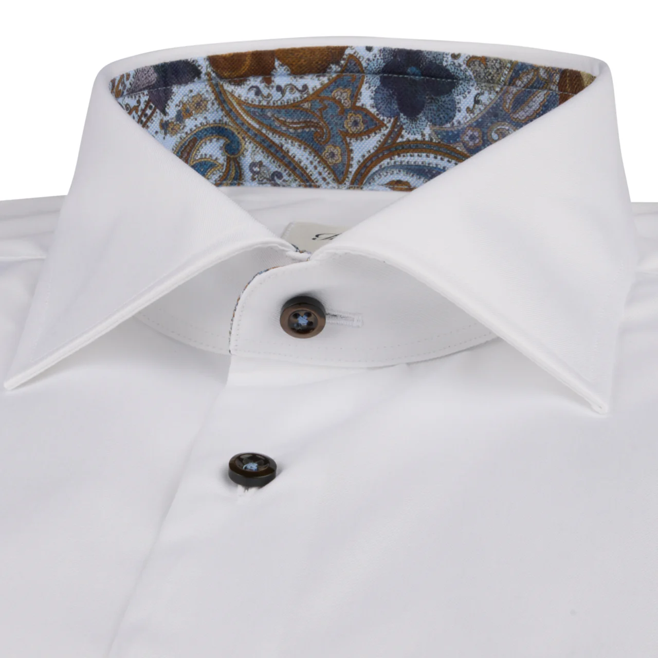 White Contrast Twill Fitted Body Shirt - Stenströms - Image 2