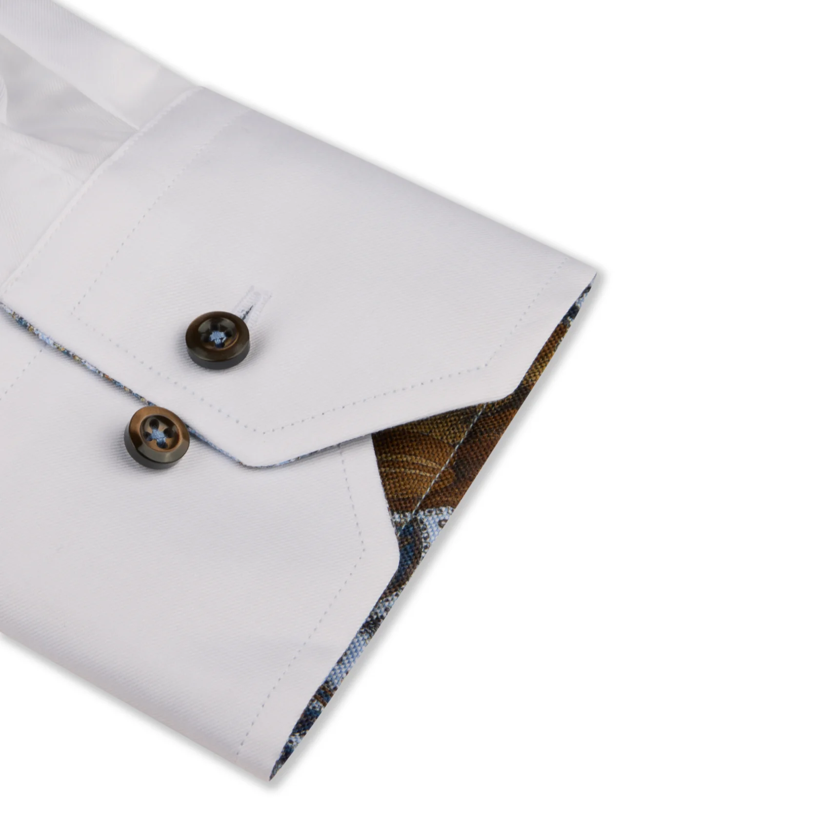 White Contrast Twill Fitted Body Shirt - Stenströms - Image 3