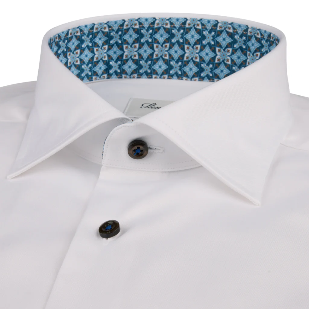 White Contrast Twill Slimline Shirt - Stenströms - Image 2