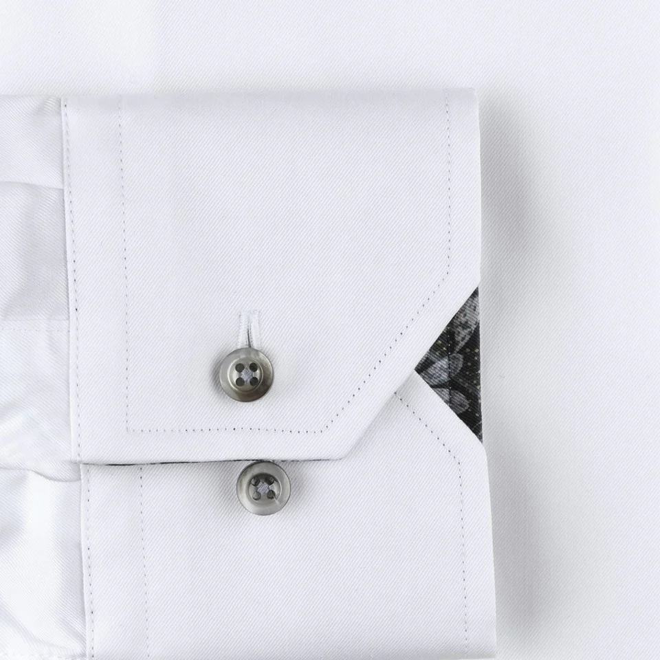 White Contrast Twill Slimline Shirt - Stenströms - Image 3