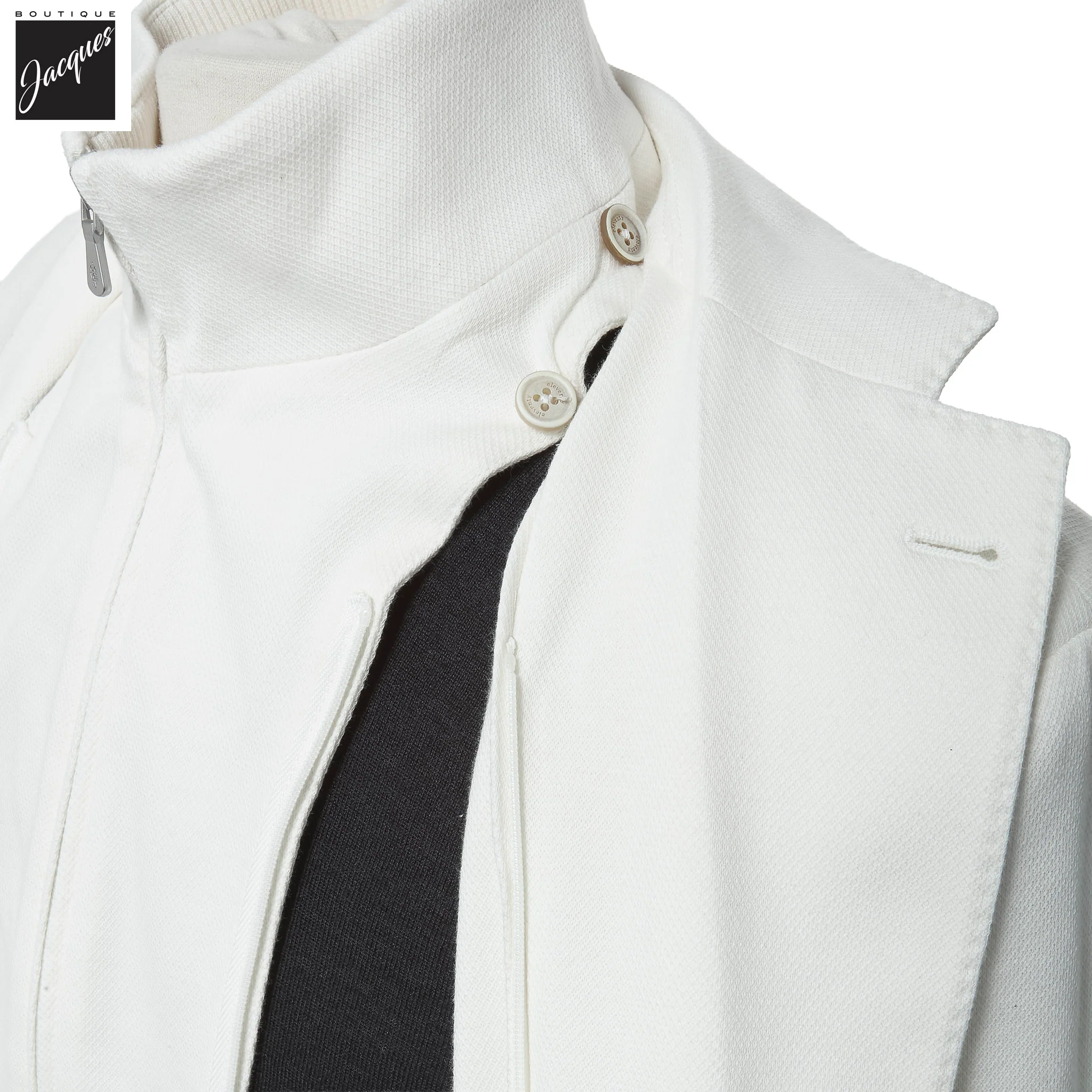 White Cotton Hybrid Sport Jacket with Removable Bib - ELEVENTY PLATINUM - Image 4