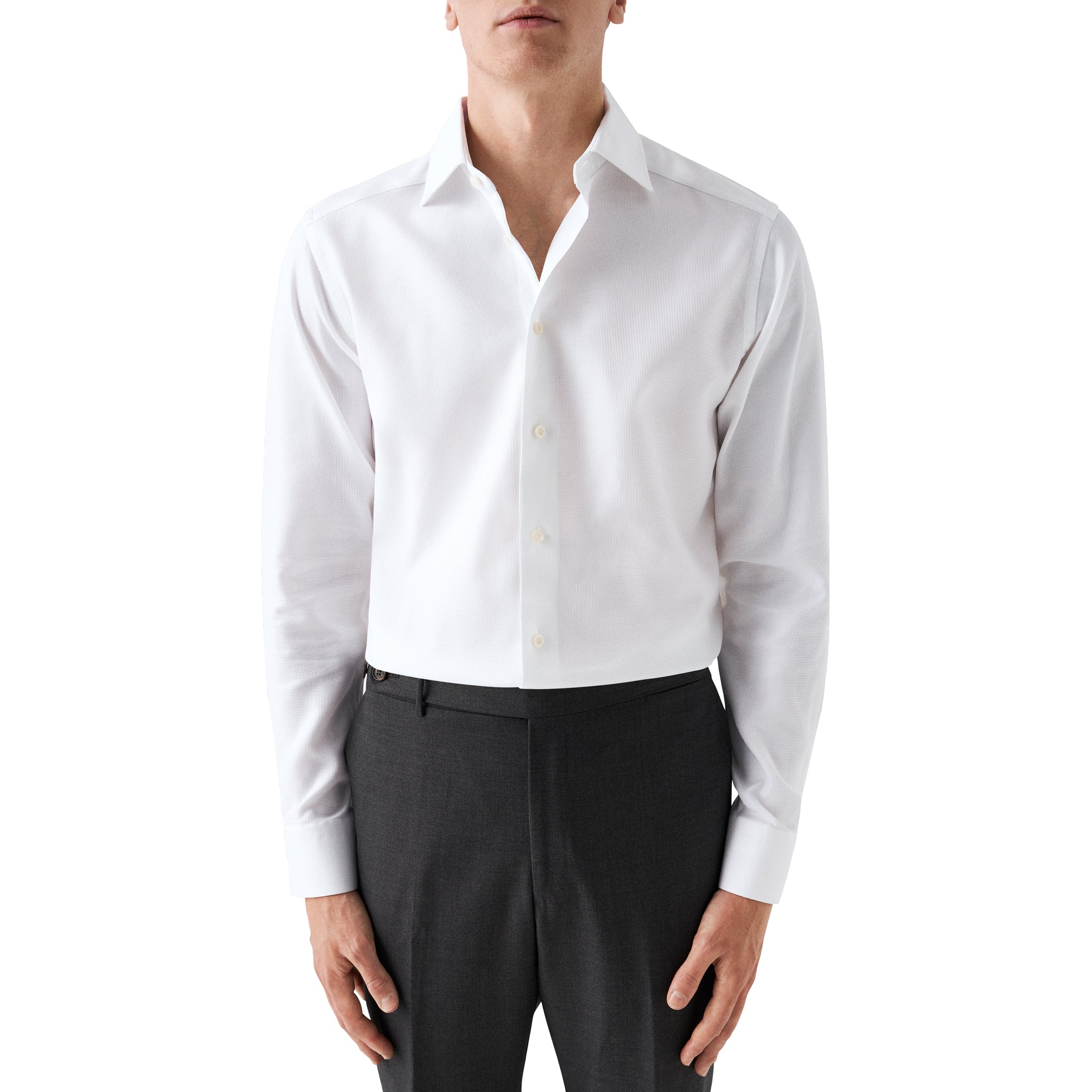 White Cotton-Tencel Contemporary Fit Shirt - ETON - Image 6