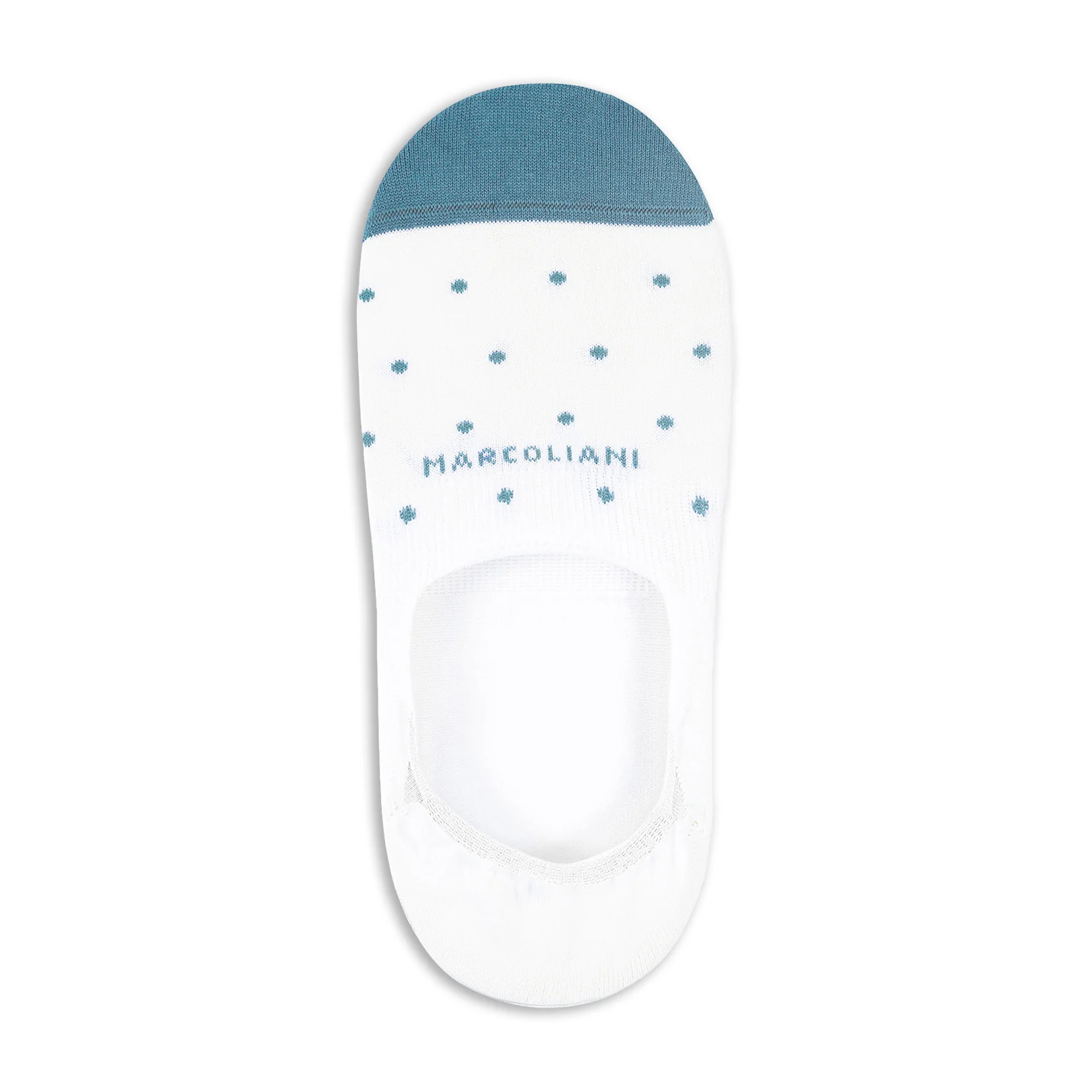 White & Denim Blue Polka Dot Invisible Touch No-Show Socks - Marcoliani