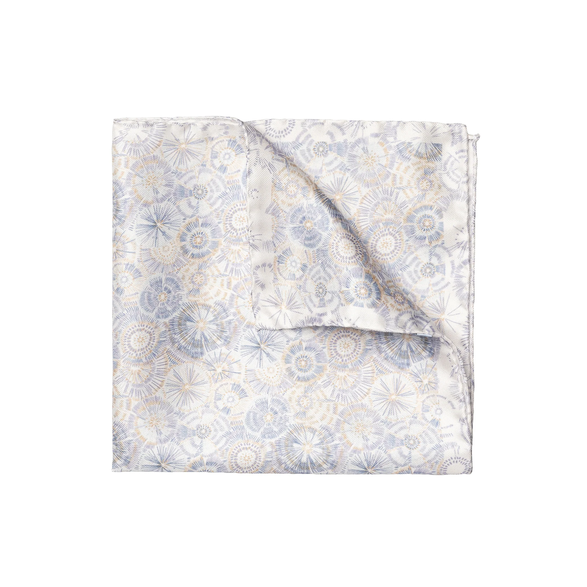 White Fireworks Motif Silk Pocket Square - ETON