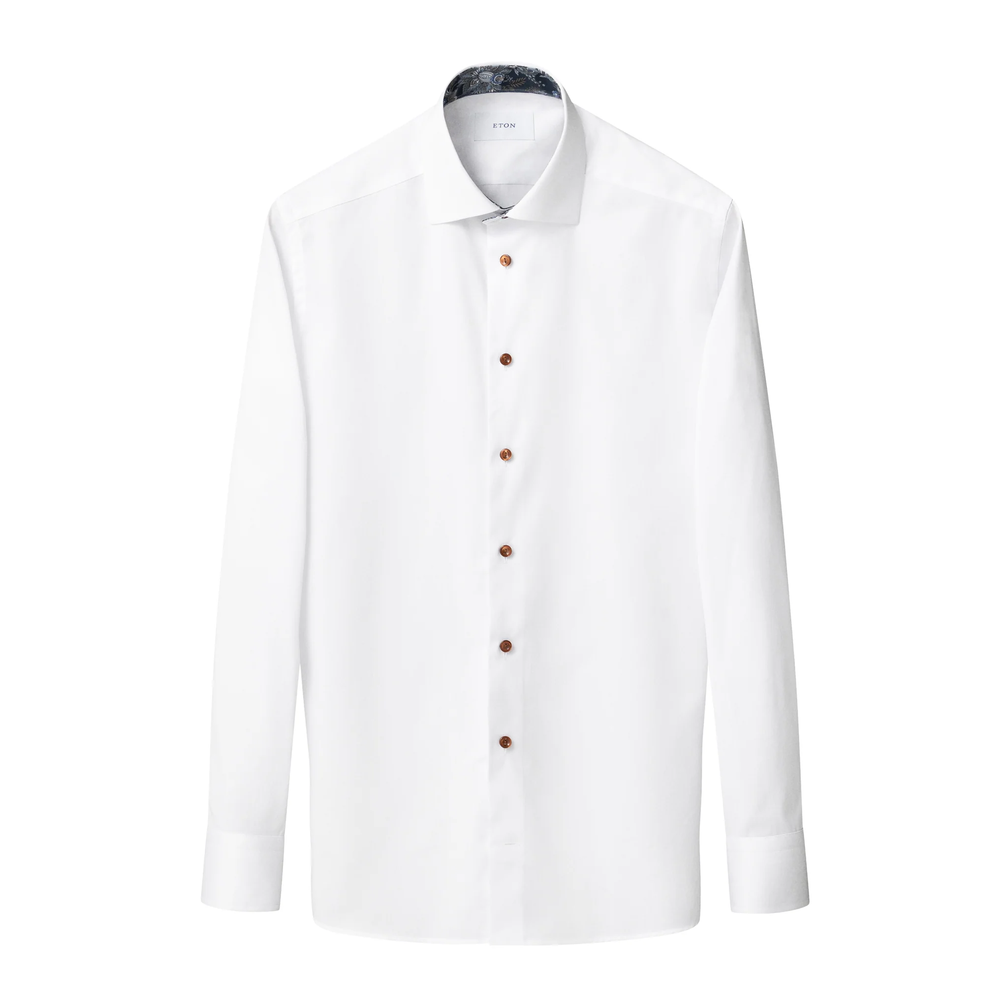 White Floral Effect Contrast Signature Twill Slim Fit Shirt - ETON - Image 2