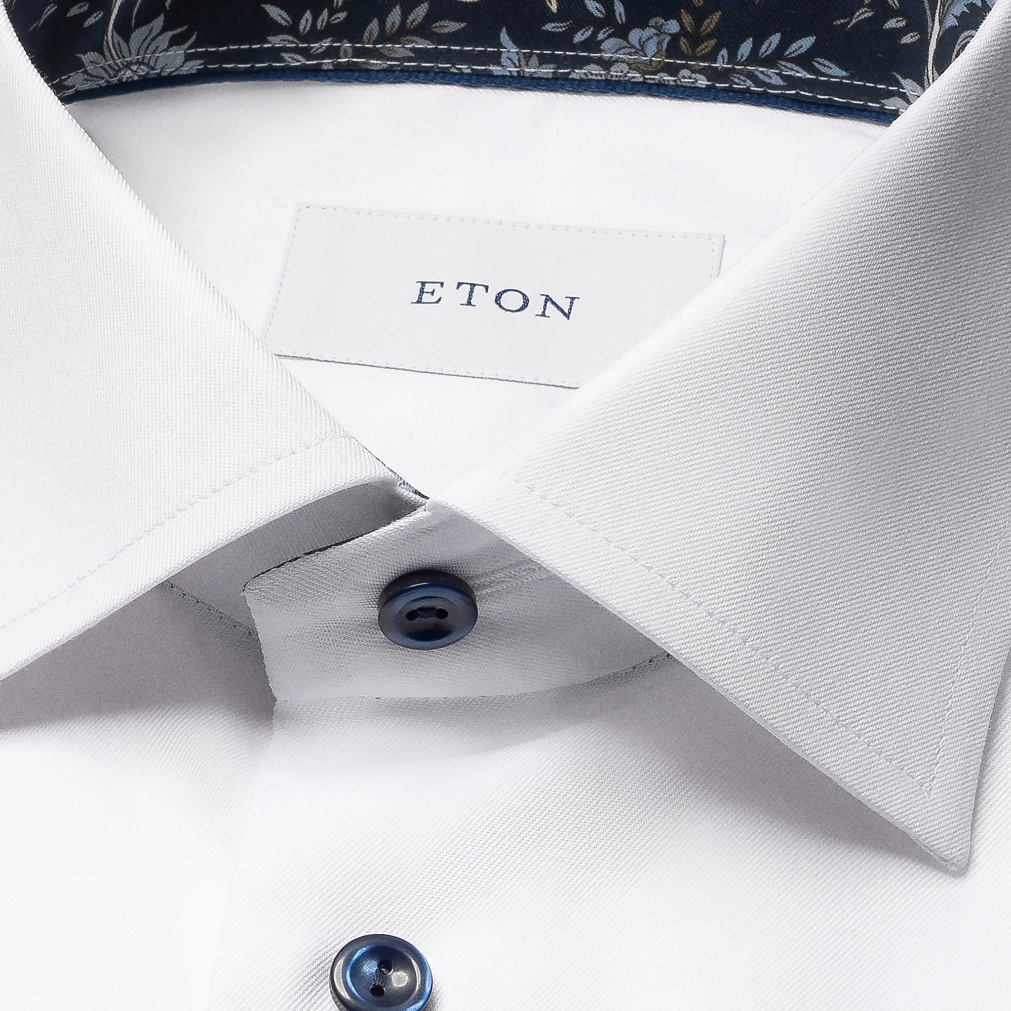 White Floral Effect Contrast Signature Twill Slim Fit Shirt - ETON - Image 10