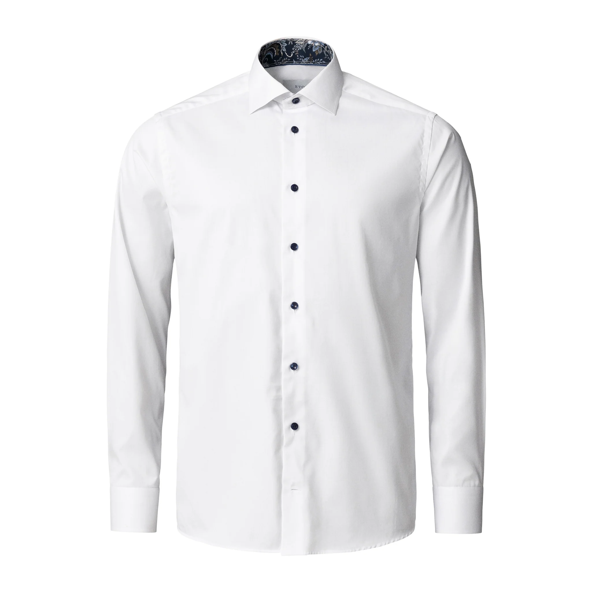 White Floral Effect Contrast Signature Twill Slim Fit Shirt - ETON - Image 2