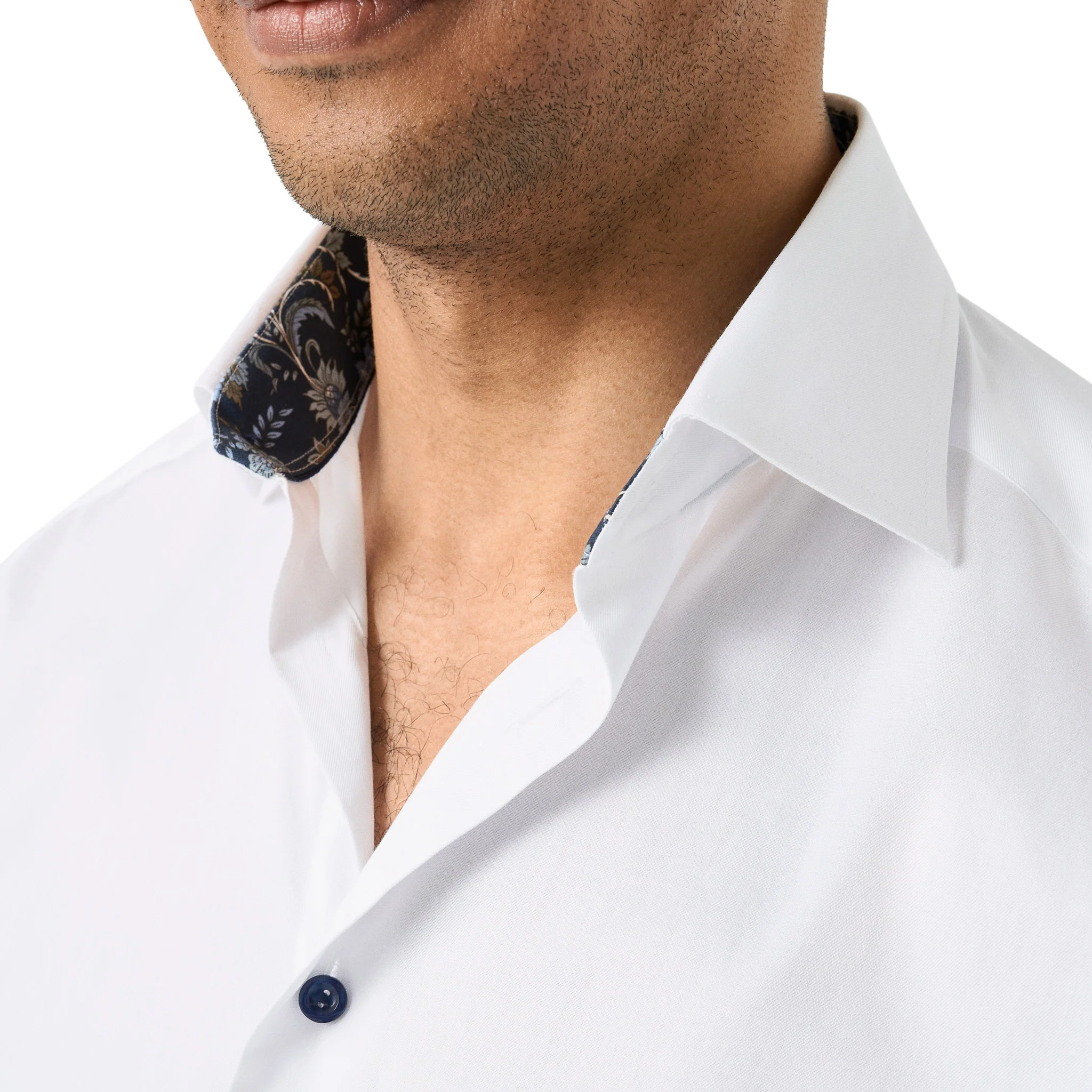 White Floral Effect Contrast Signature Twill Slim Fit Shirt - ETON - Image 4