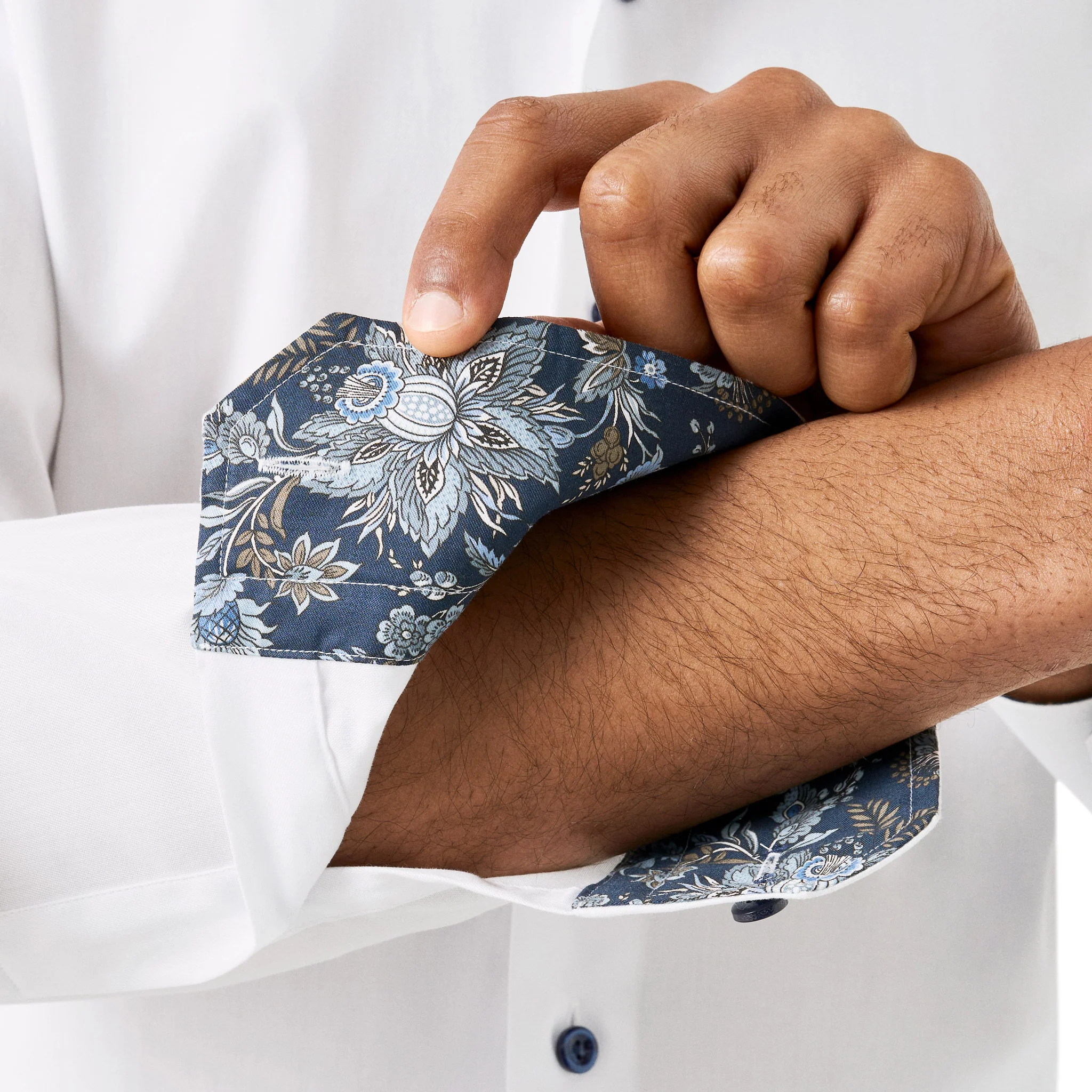White Floral Effect Contrast Signature Twill Slim Fit Shirt - ETON - Image 6