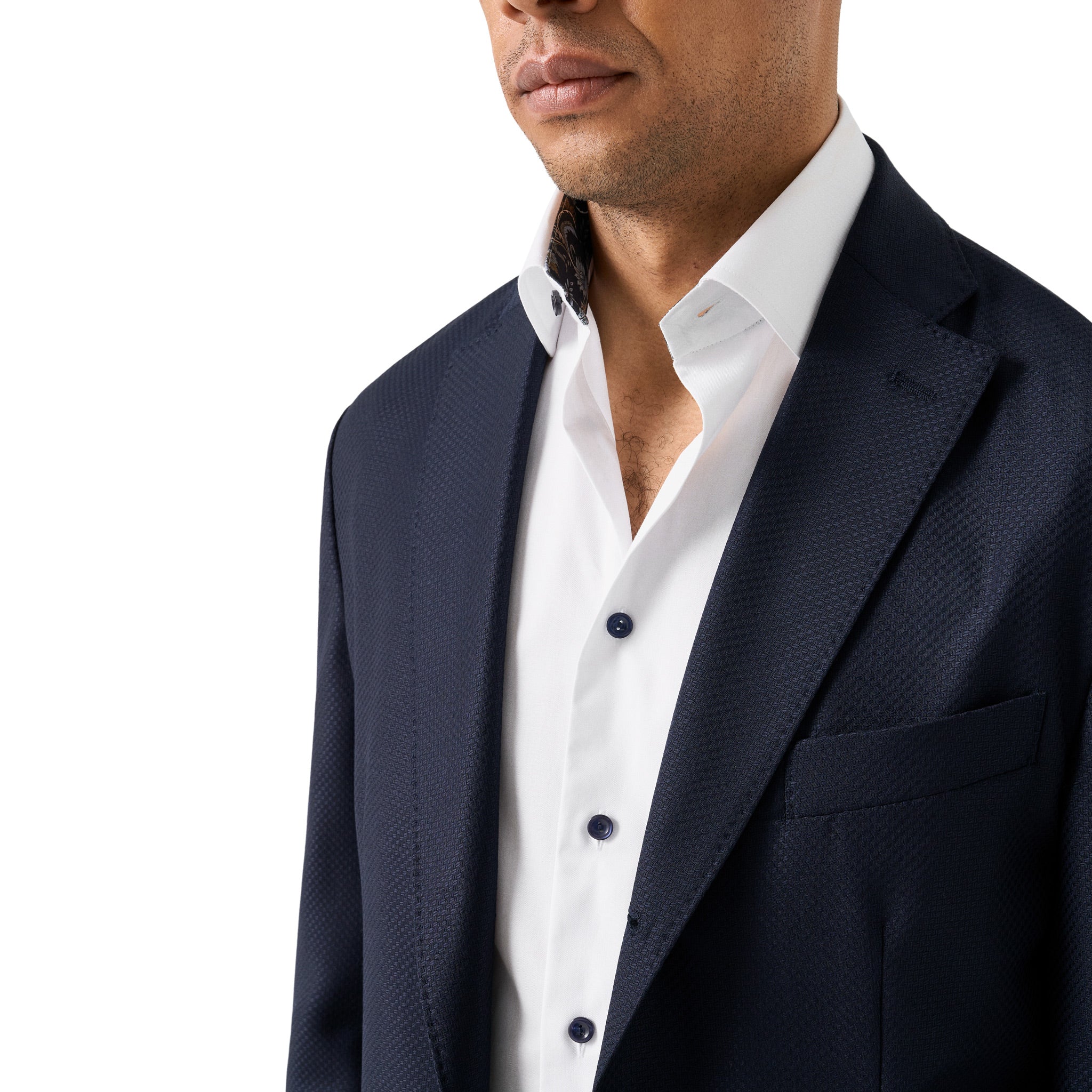 White Floral Effect Contrast Signature Twill Slim Fit Shirt - ETON - Image 7