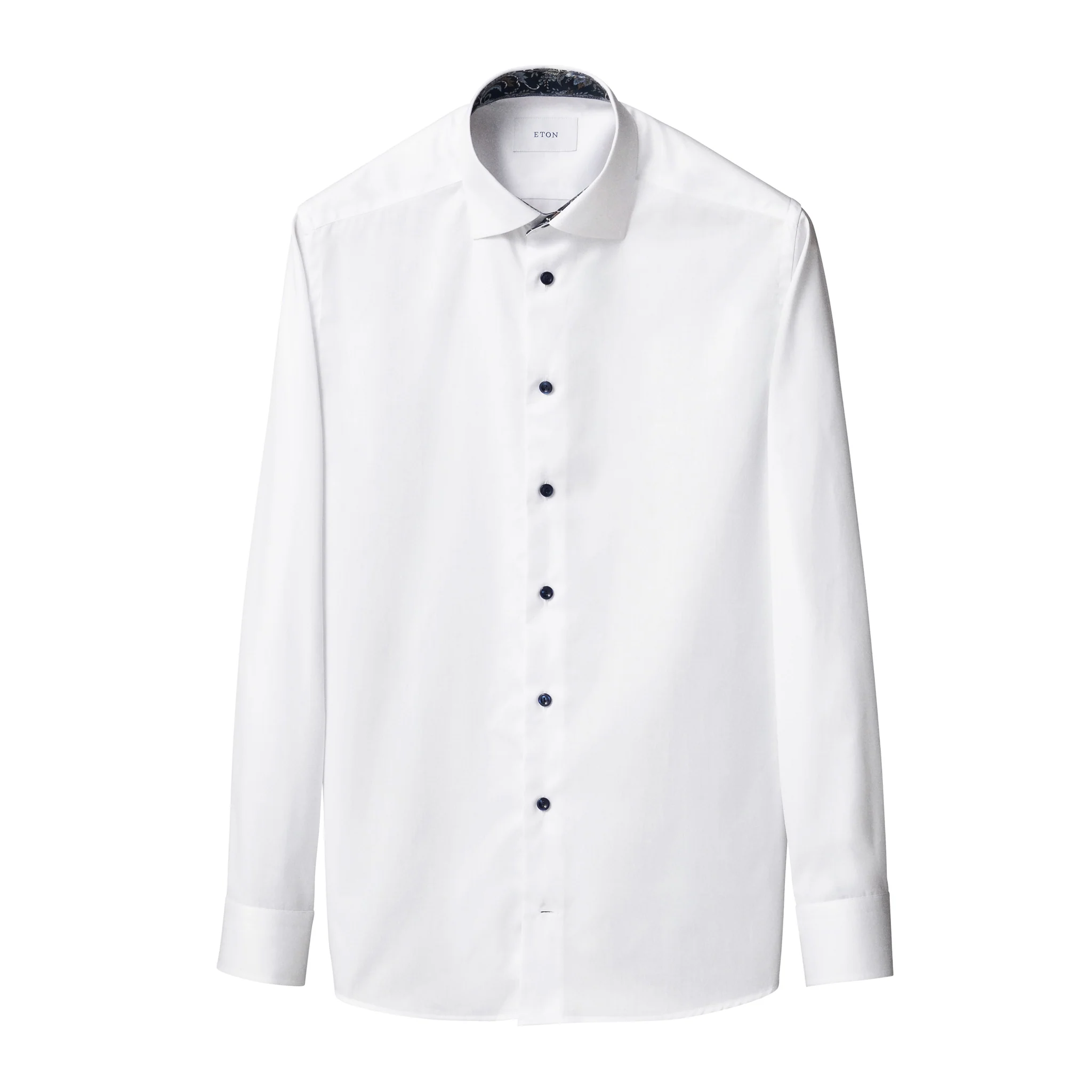 White Floral Effect Contrast Signature Twill Slim Fit Shirt - ETON - Image 9