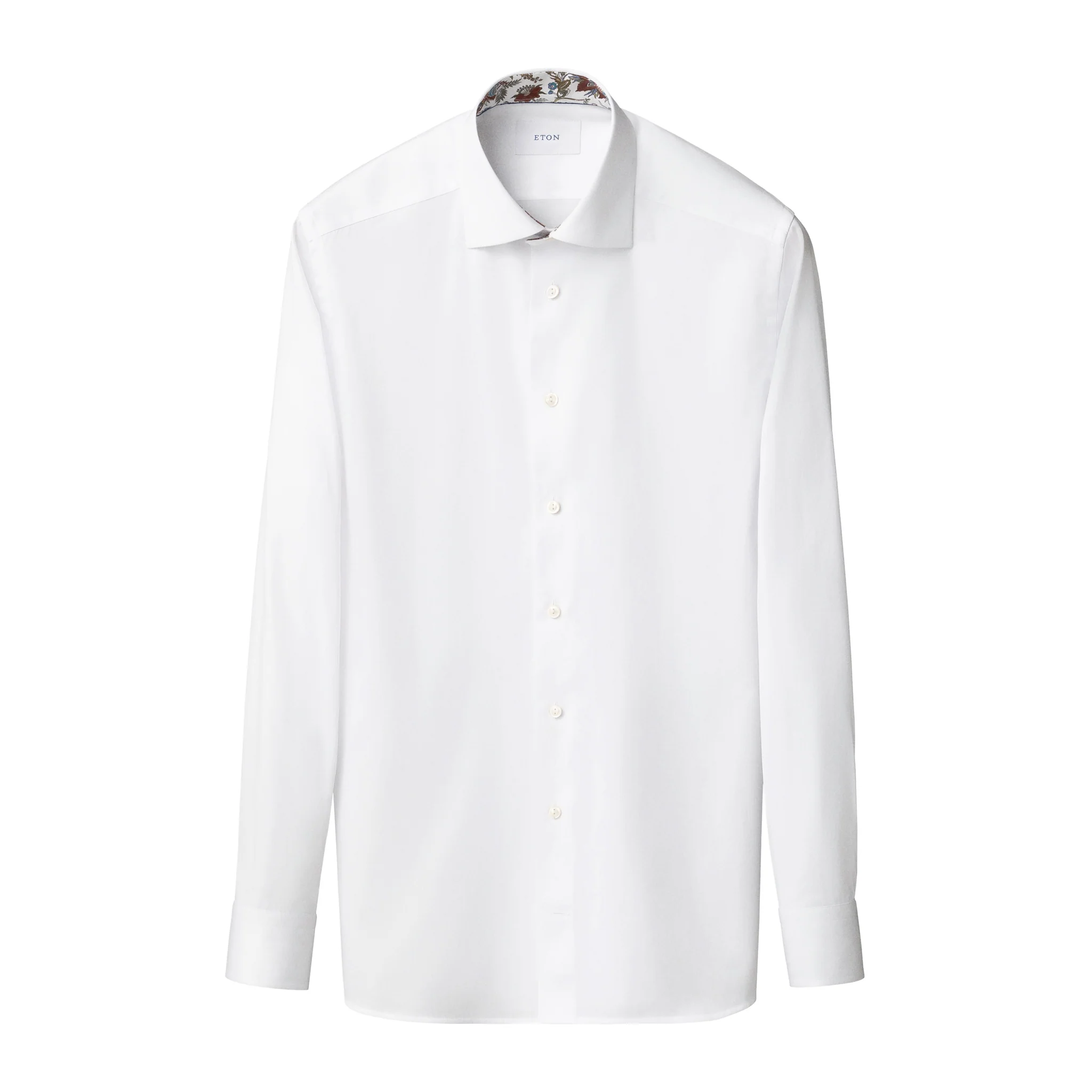 White Floral Effect Contrast Signature Twill Slim Fit Shirt - ETON - Image 2