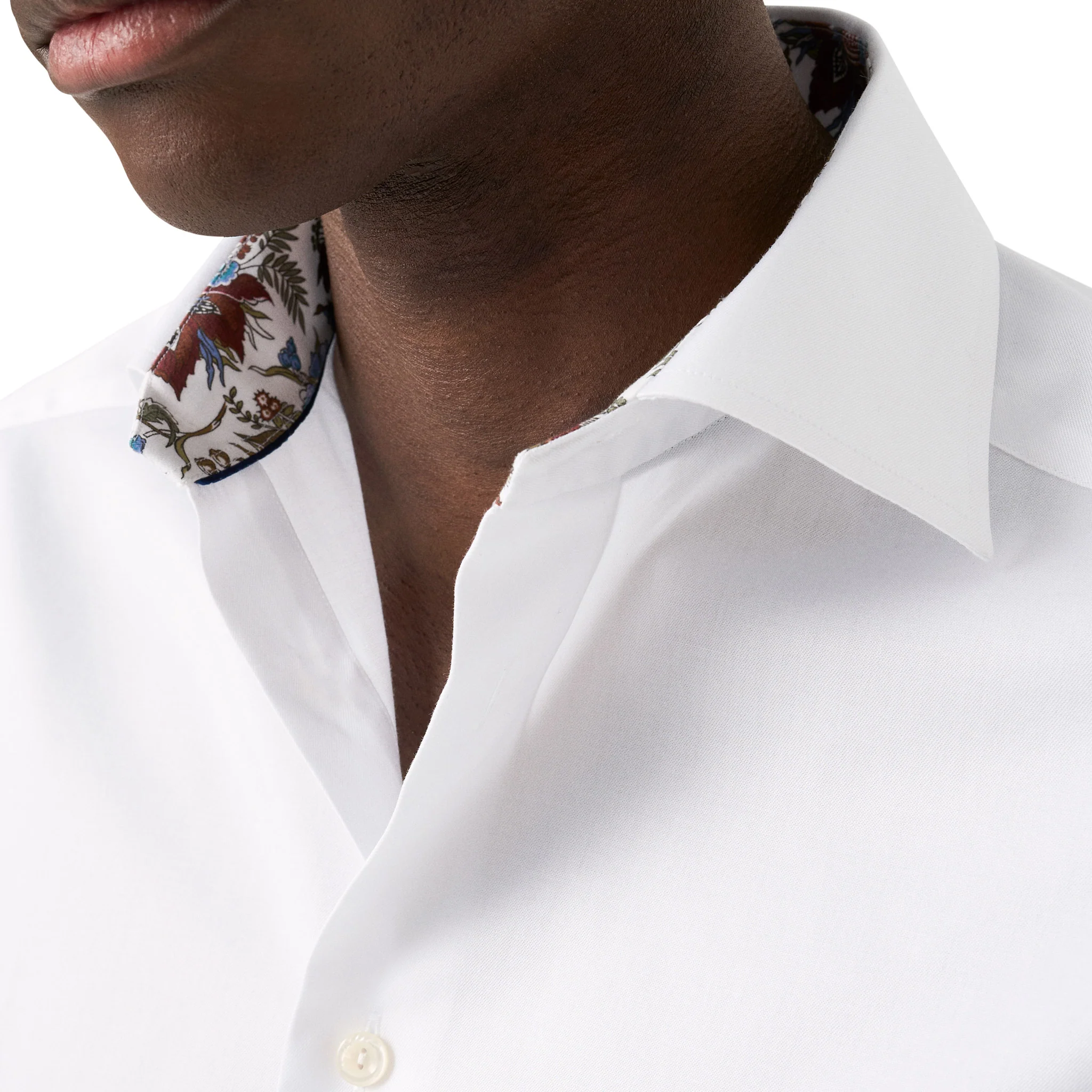 White Floral Effect Contrast Signature Twill Slim Fit Shirt - ETON - Image 4