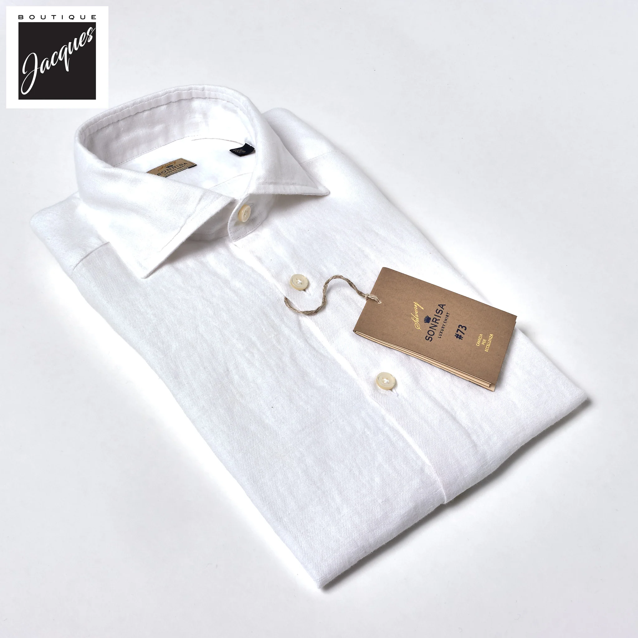 White Garment-Dyed Linen Modern Fit Casual Shirt - SONRISA - Image 2