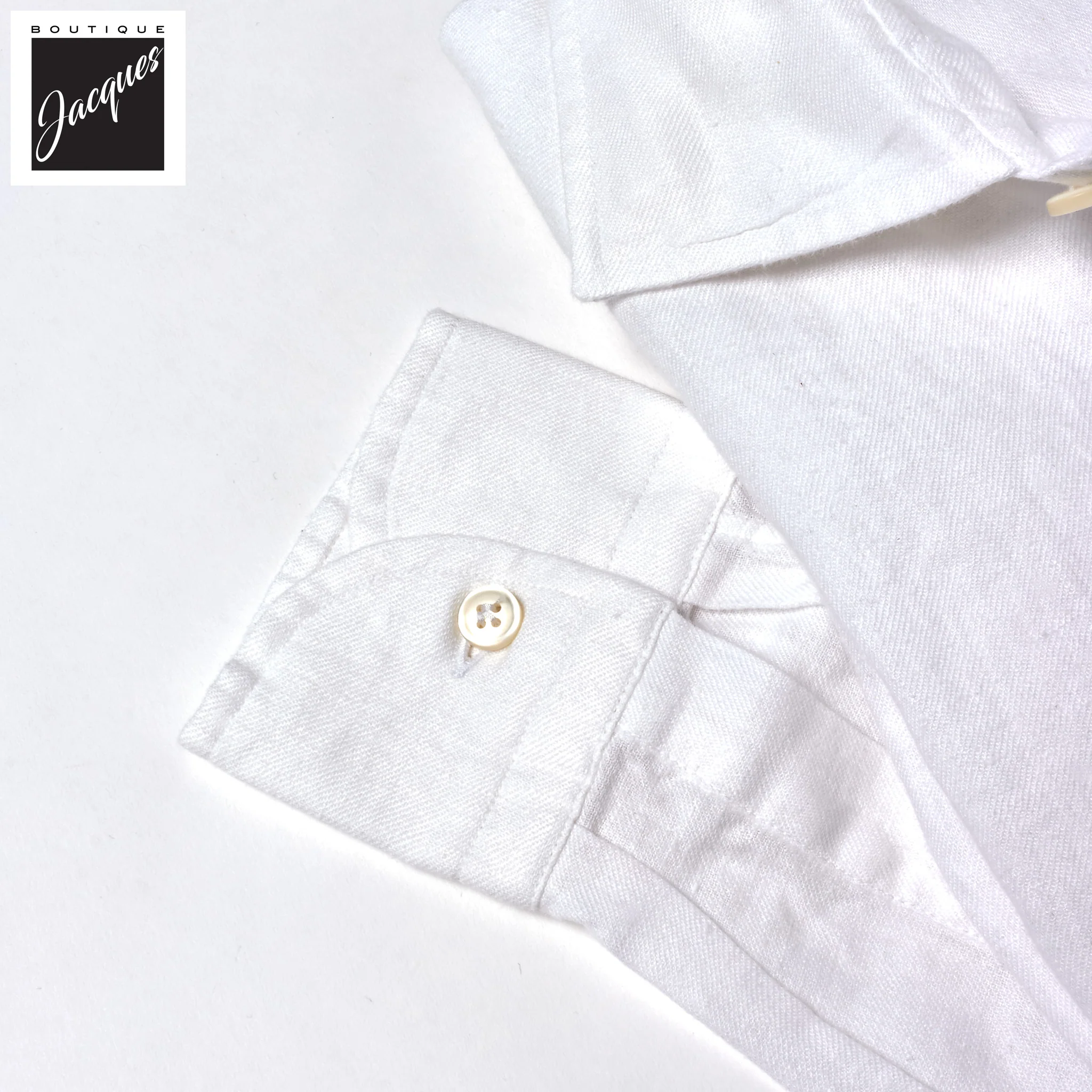 White Garment-Dyed Linen Modern Fit Casual Shirt - SONRISA - Image 4