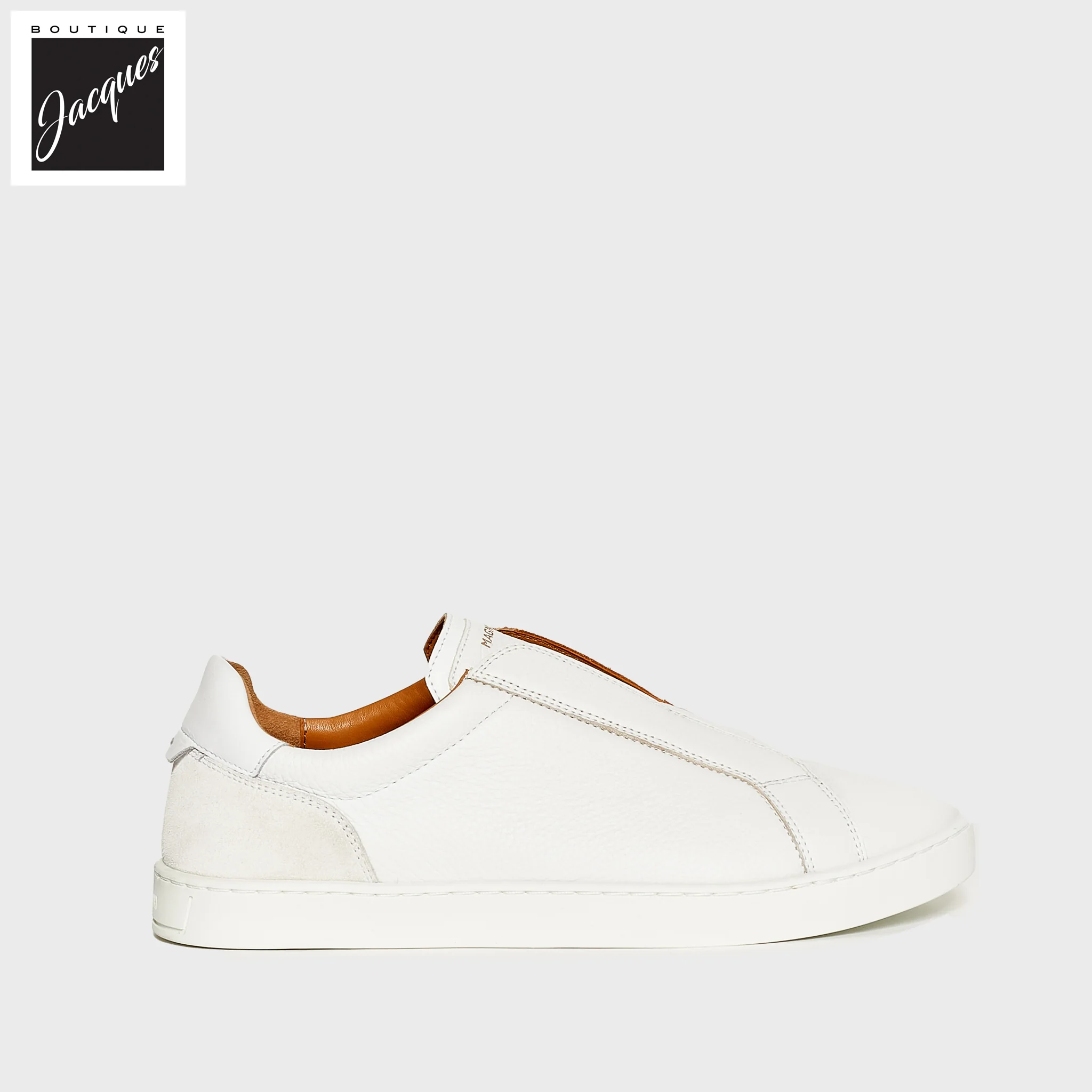 White Leather Cowes Slip-On Leather Shoes - Magnanni - Image 3