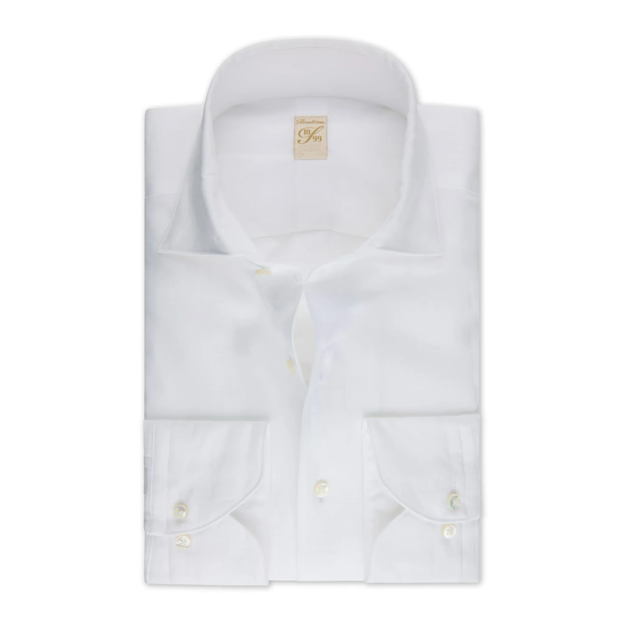 White Linen One-Piece Collar 1899 Slim Fit Dress Shirt - Stenströms