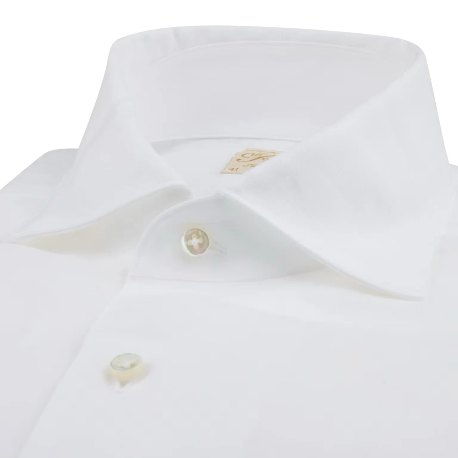 White Linen One-Piece Collar 1899 Slim Fit Dress Shirt - Stenströms - Image 3