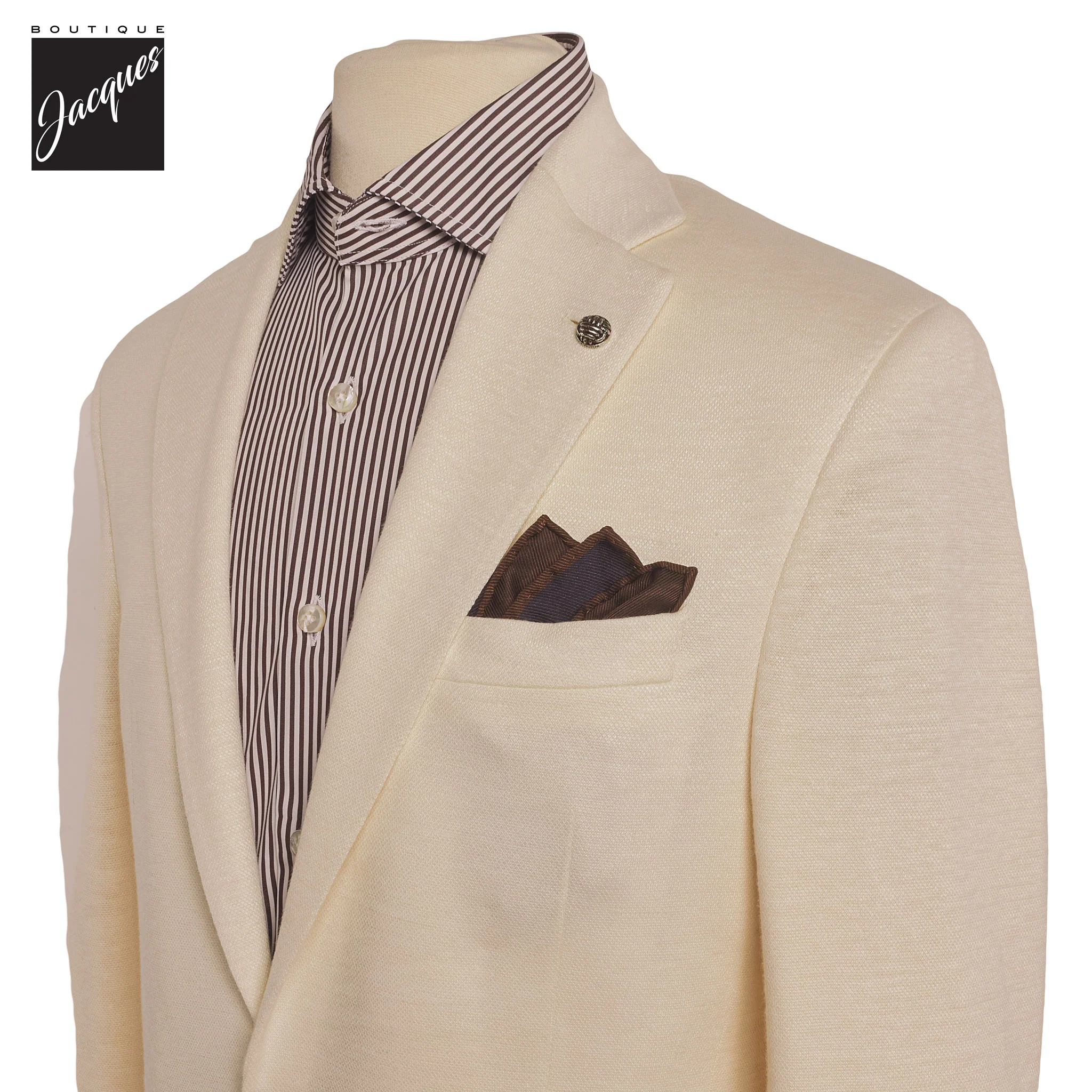 White Linen/Wool/Silk Knit Hartford Contemporary Fit Sport Jacket - Jack Victor - Image 2