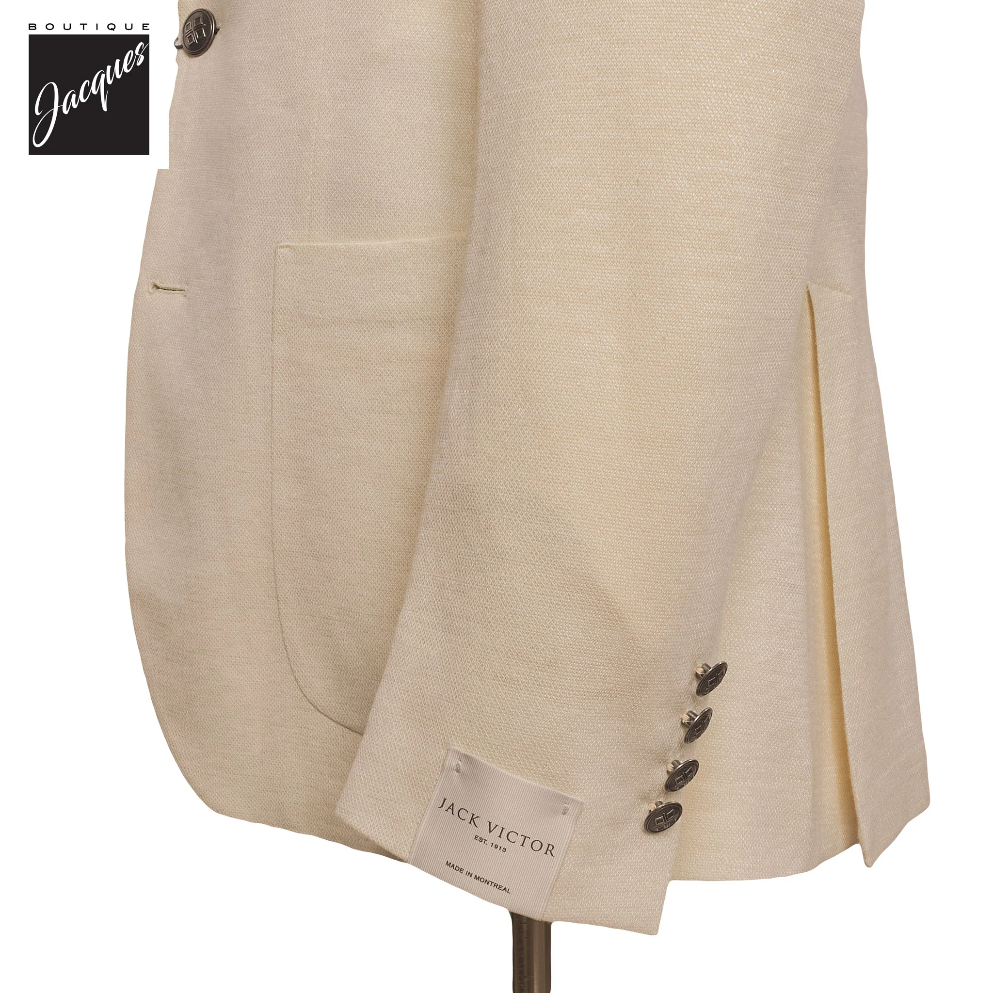 White Linen/Wool/Silk Knit Hartford Contemporary Fit Sport Jacket - Jack Victor - Image 3