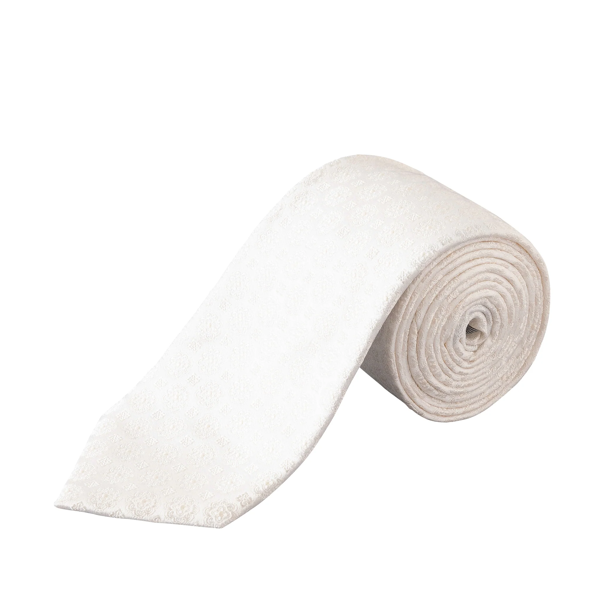 White Medallion Pattern Woven Silk Tie - ETON