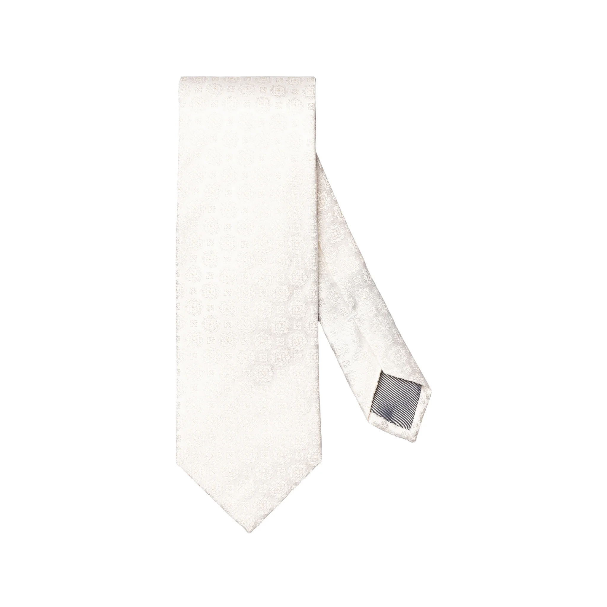 White Medallion Pattern Woven Silk Tie - ETON - Image 2