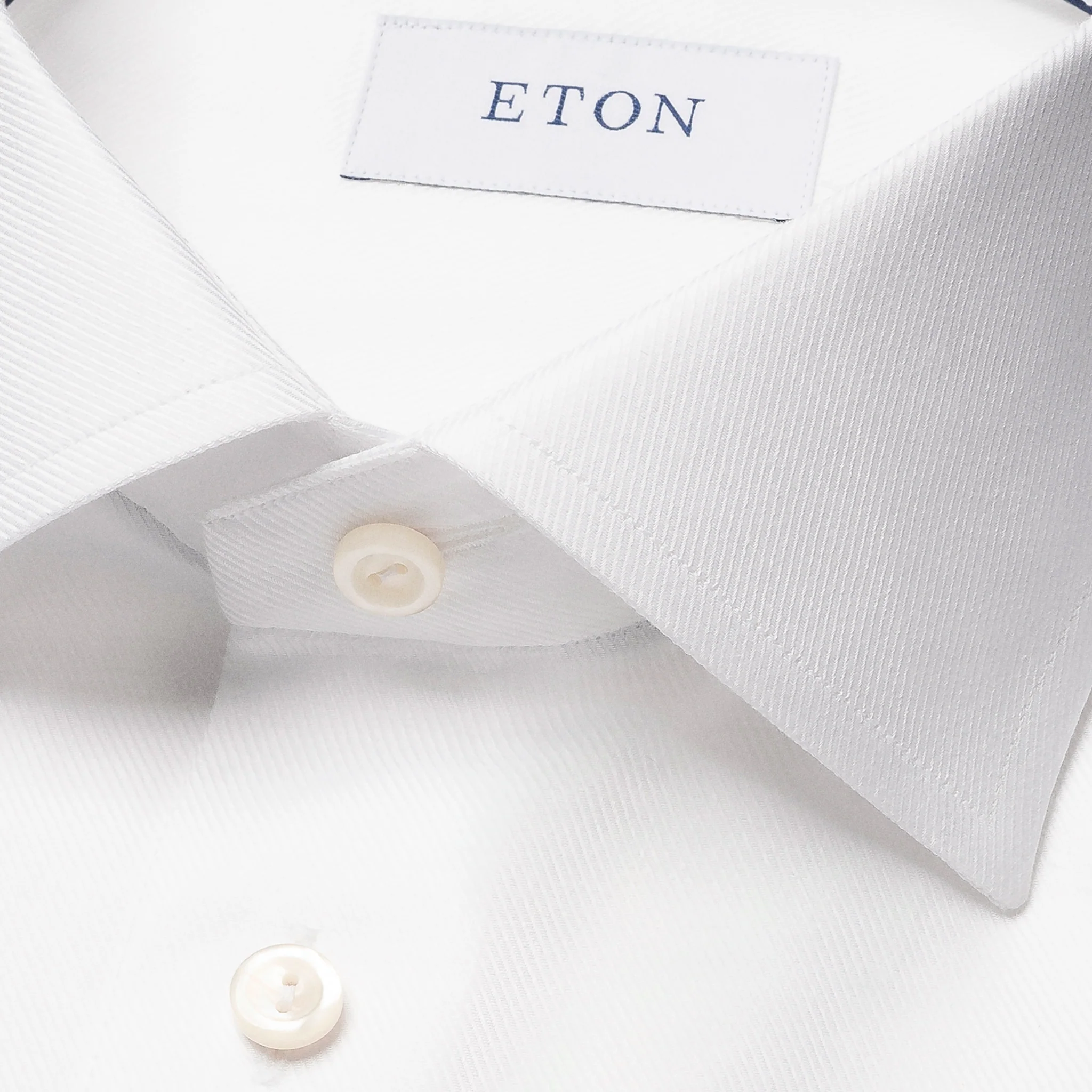 White Mélange Semi-Solid Fine Twill Contemporary Fit Shirt - ETON - Image 2