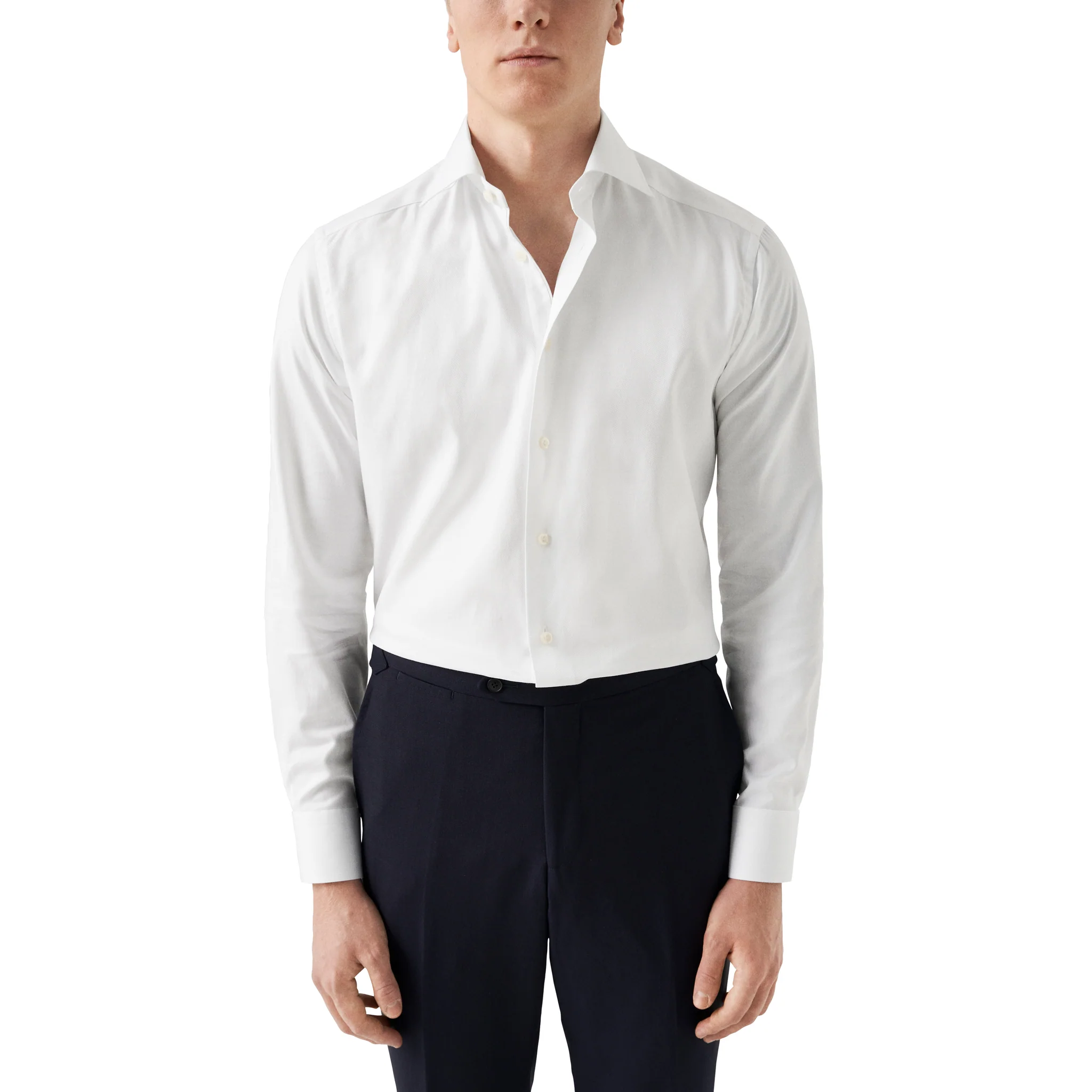 White Mélange Semi-Solid Fine Twill Contemporary Fit Shirt - ETON - Image 5