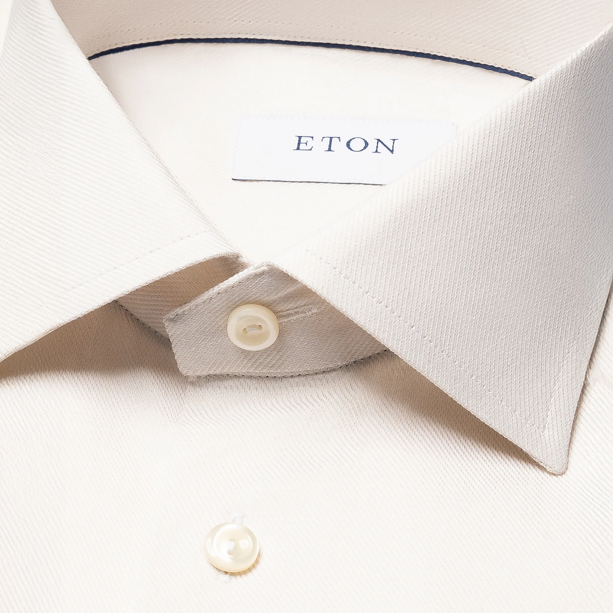 Off-White Mélange Semi-Solid Fine Twill Slim Fit Shirt - ETON - Image 3