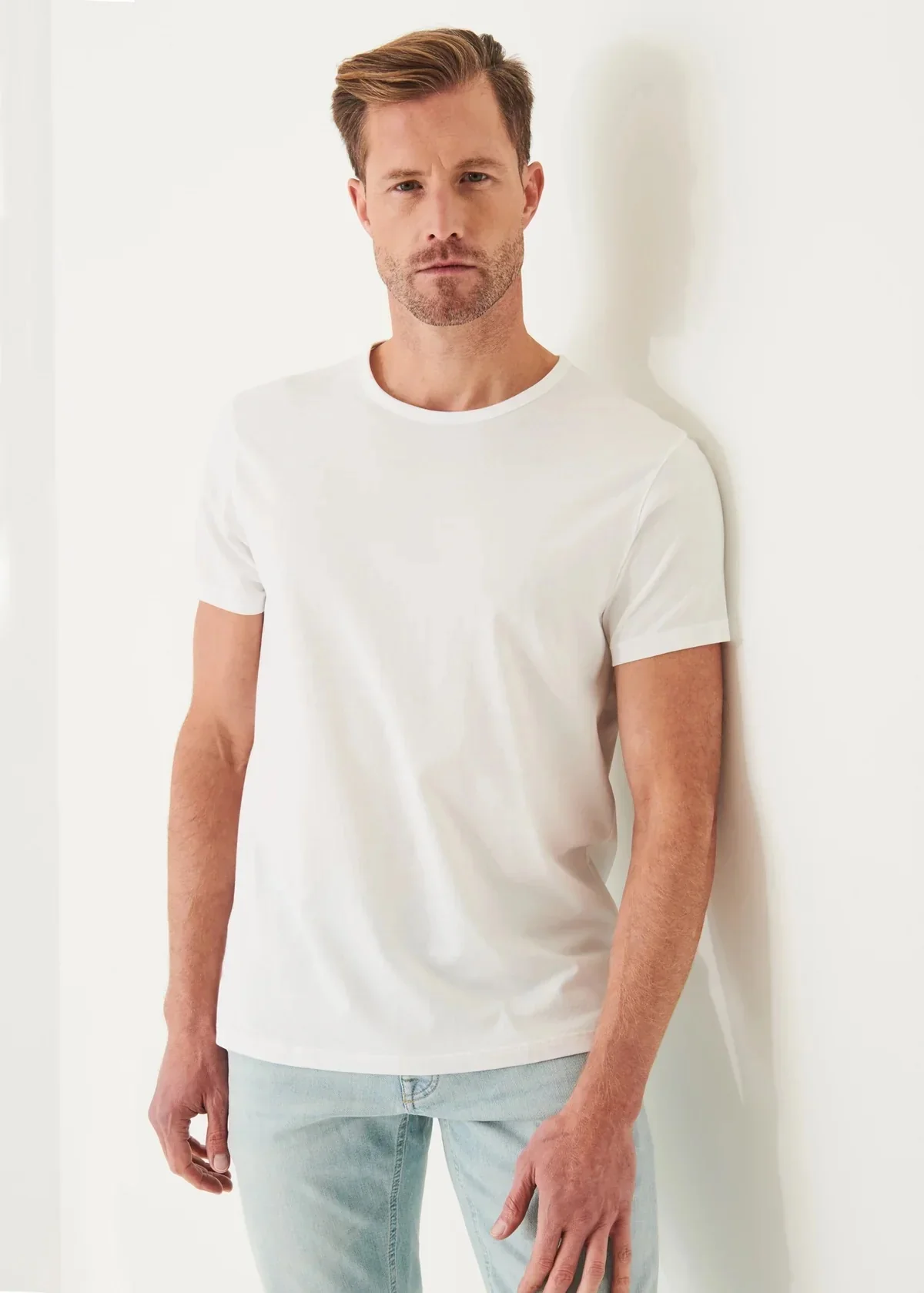 White Mercerized Pima Cotton Short Sleeve Crew Neck T-Shirt - Patrick Assaraf - Image 3