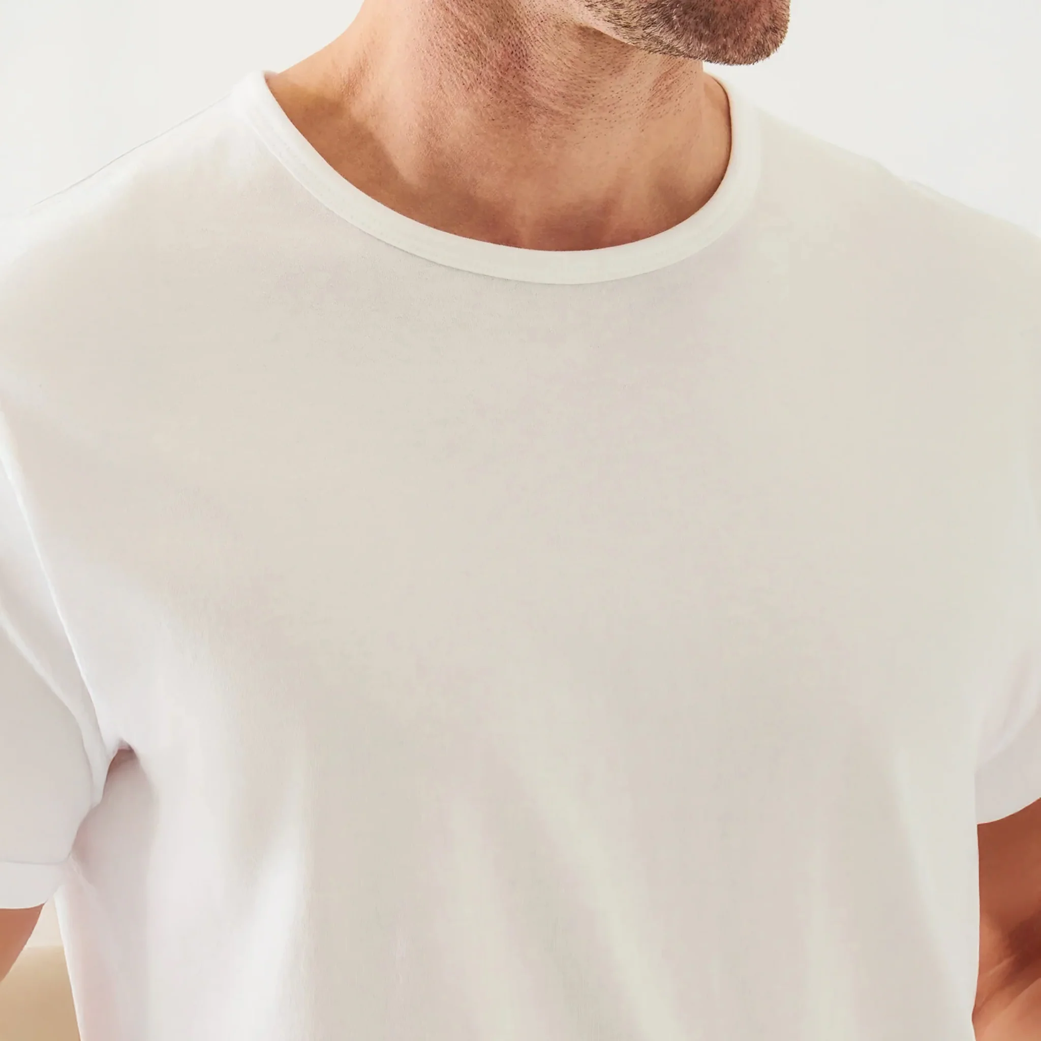 White Mercerized Pima Cotton Short Sleeve Crew Neck T-Shirt - Patrick Assaraf - Image 5