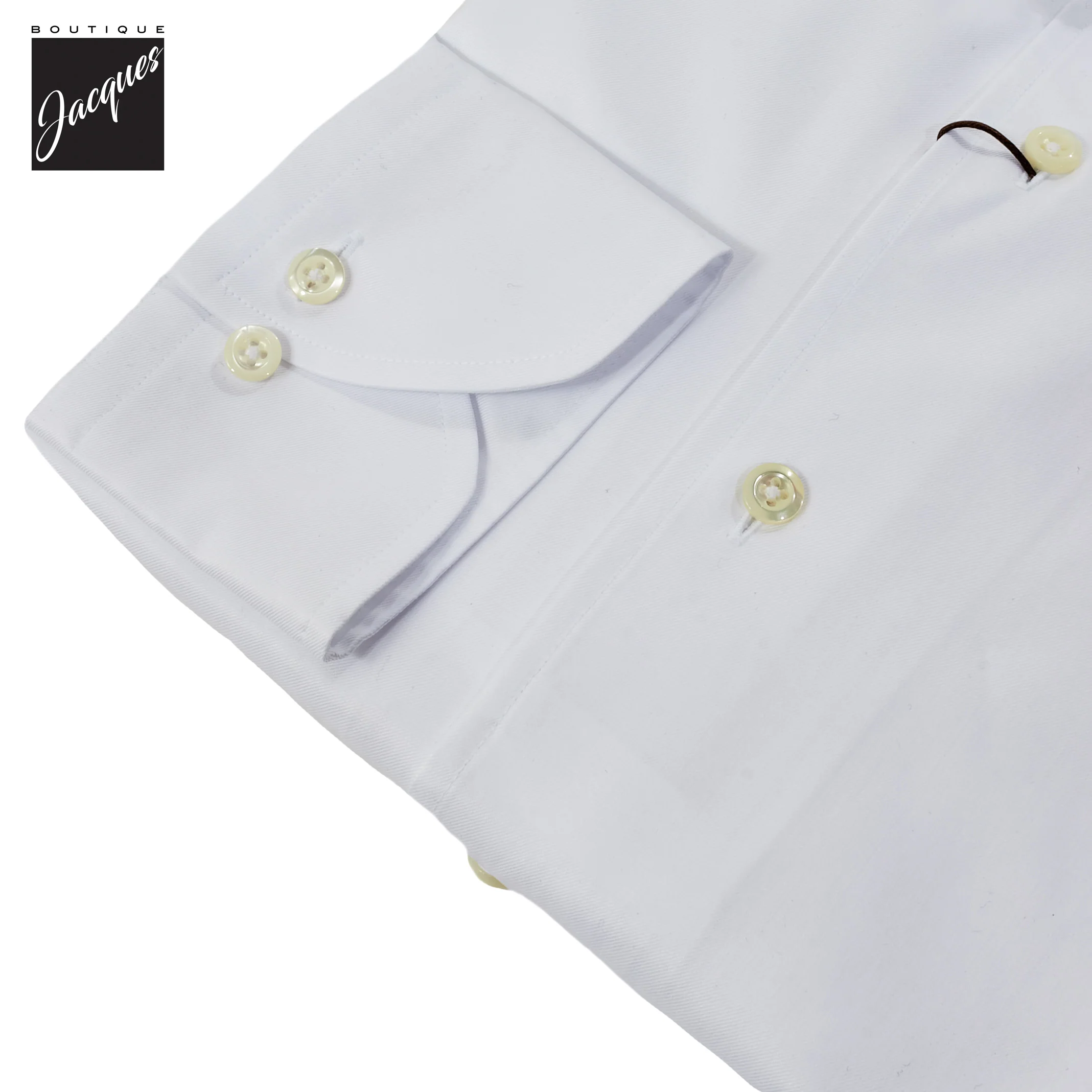 White One-Piece Collar Cotton Twill Slimline Casual Shirt - Stenströms - Image 3
