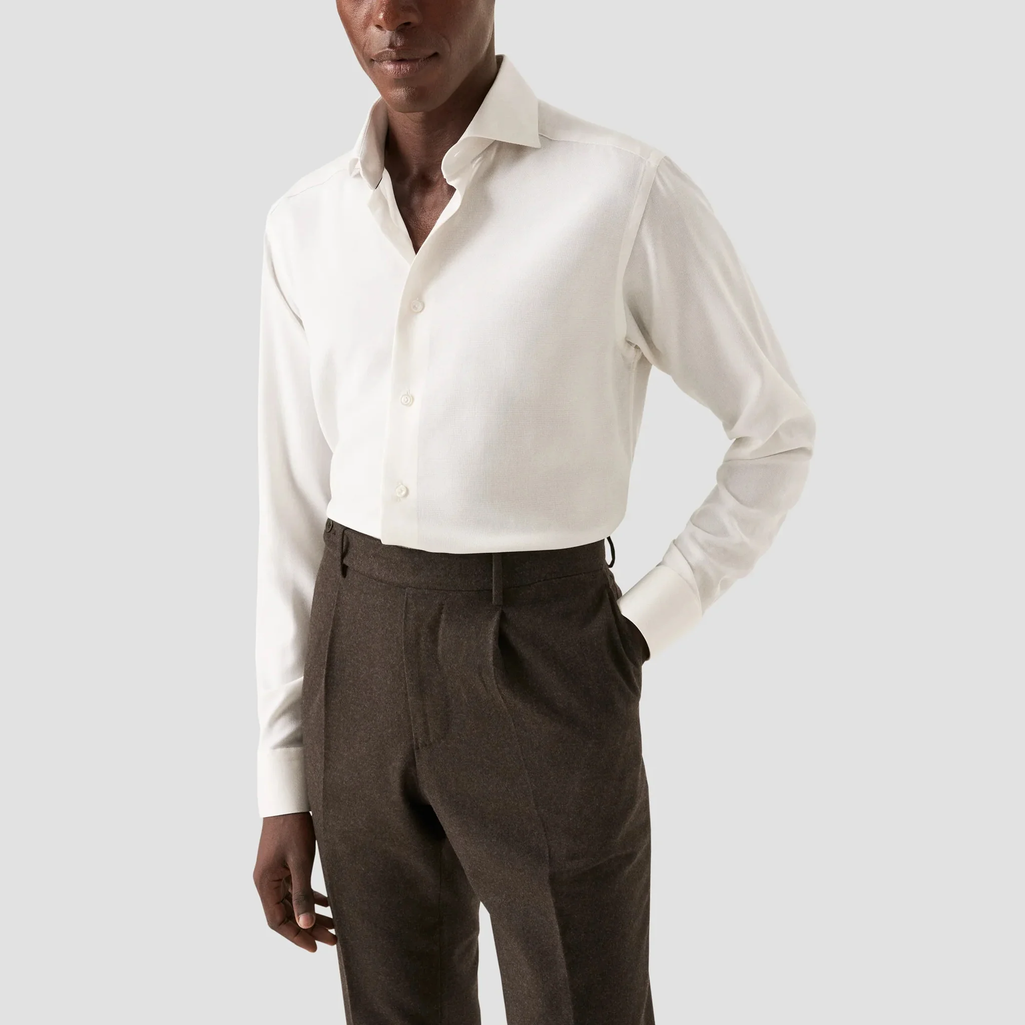White Royal Oxford Merino Wool Contemporary Fit Shirt - ETON