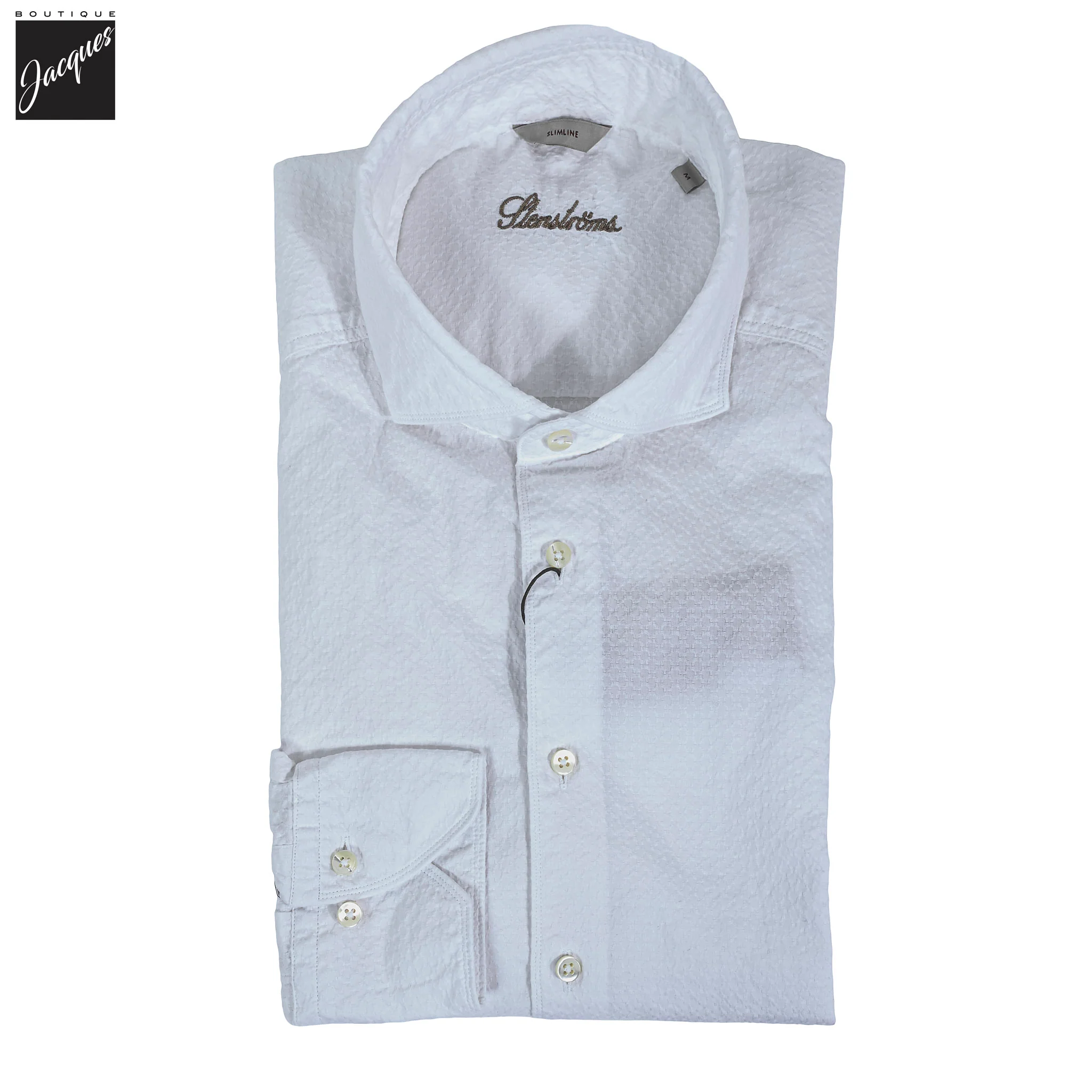 White Seersucker Slimline Casual Shirt - Stenströms