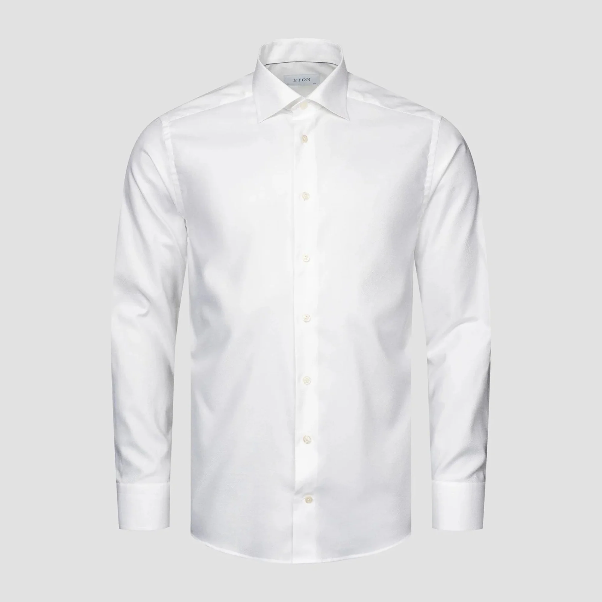 White Semi Solid Cotton-Tencel Contemporary Fit Shirt - ETON - Image 2
