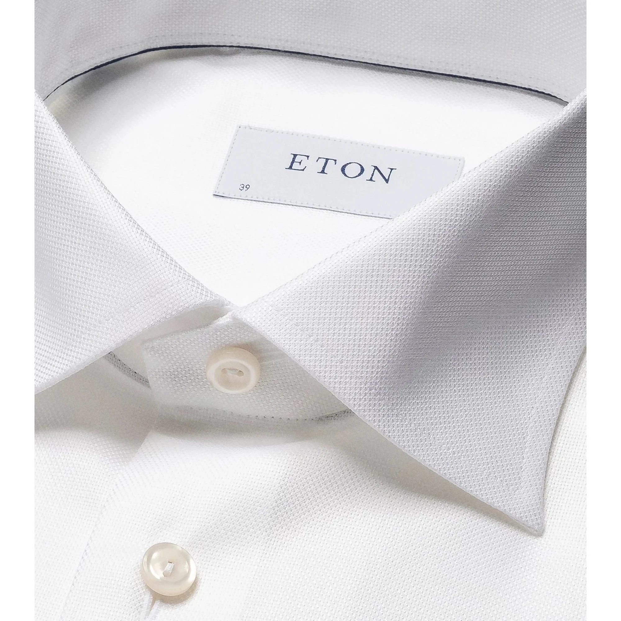 White Semi Solid Cotton-Tencel Contemporary Fit Shirt - ETON - Image 3