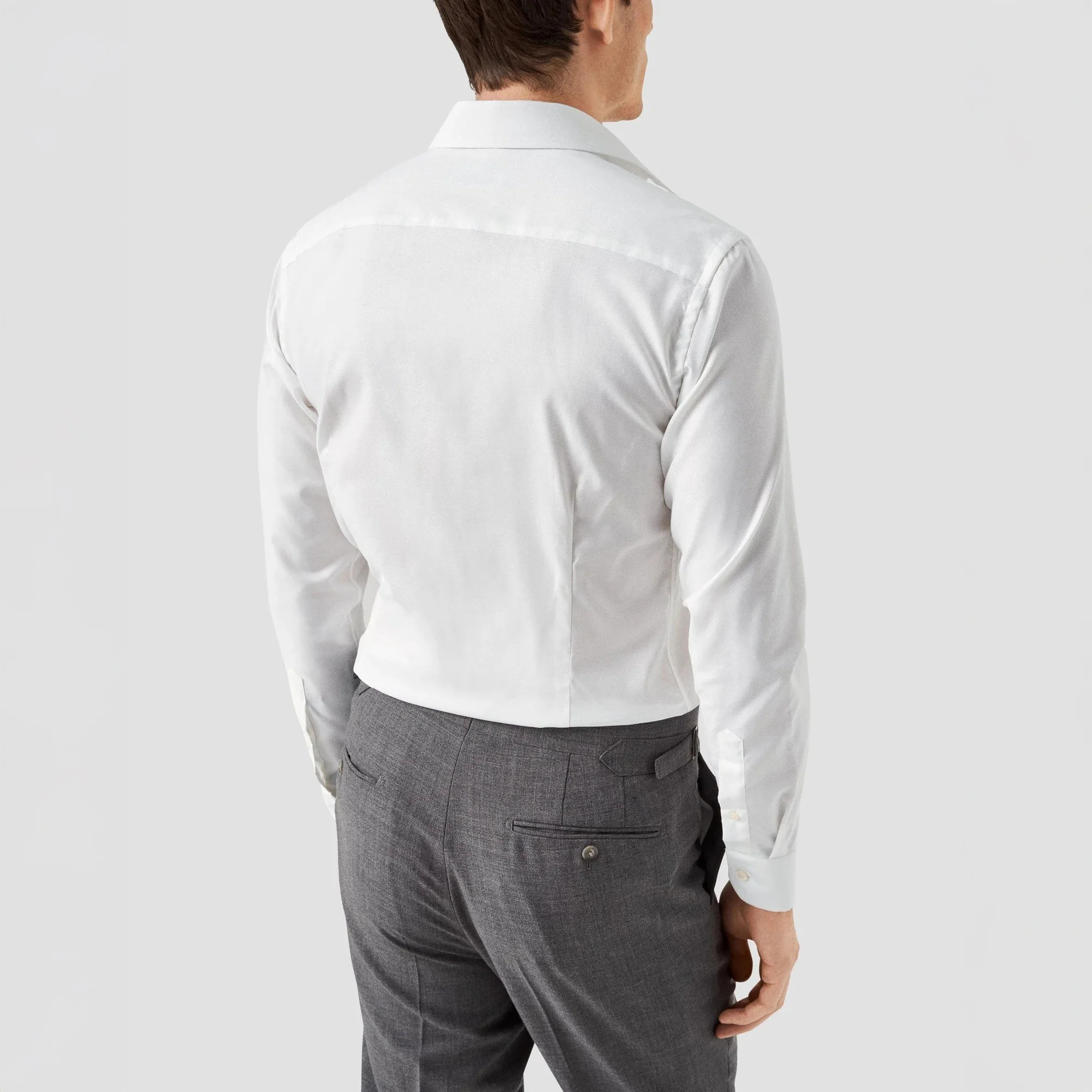 White Semi Solid Cotton-Tencel Contemporary Fit Shirt - ETON - Image 6