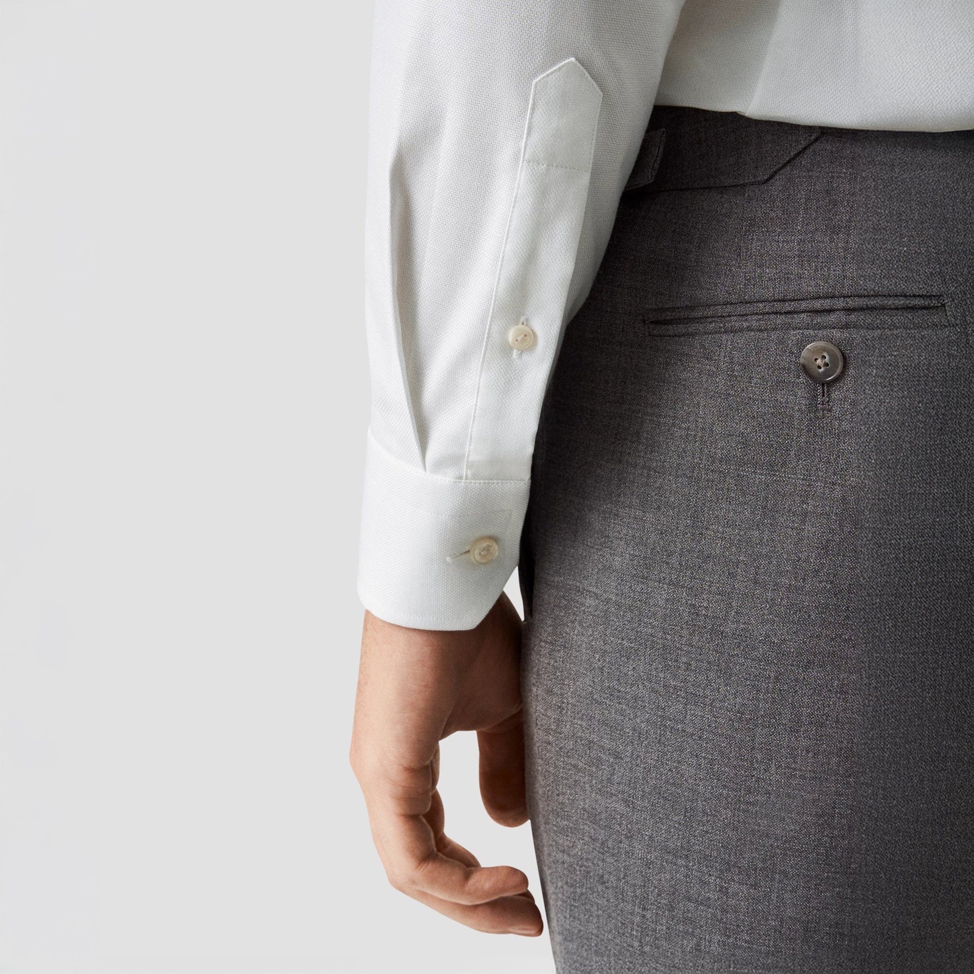 White Semi Solid Cotton-Tencel Contemporary Fit Shirt - ETON - Image 7