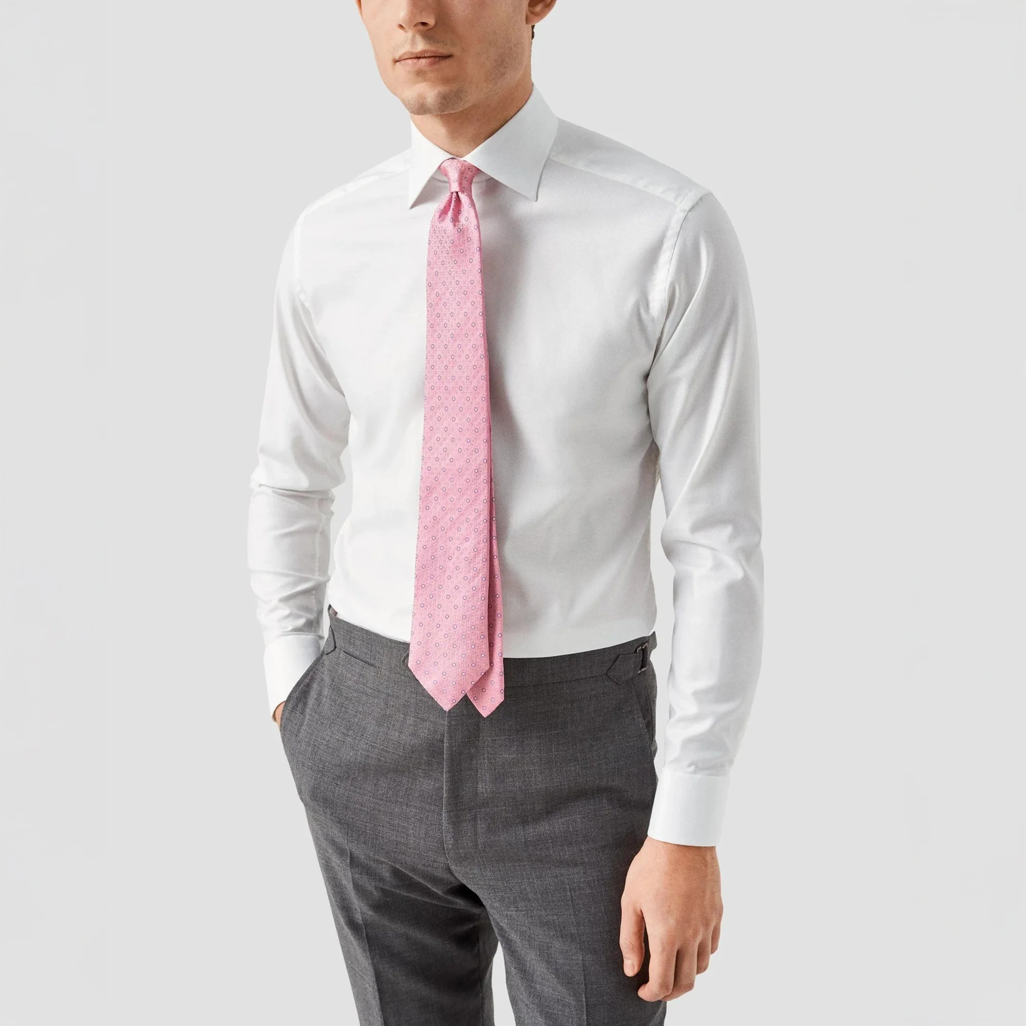 White Semi Solid Cotton-Tencel Contemporary Fit Shirt - ETON - Image 8
